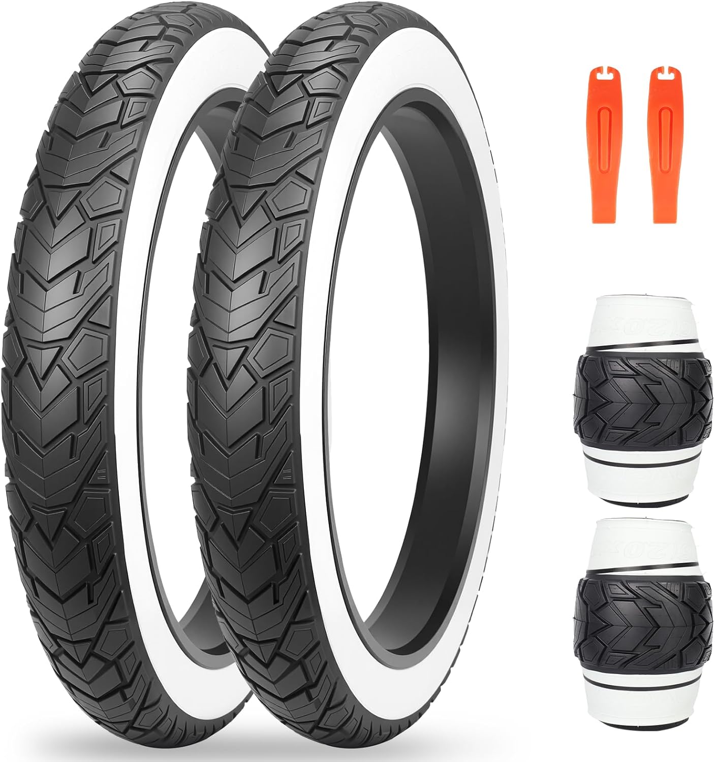 Complete bicycle tire repair and replacement kit with tire, inner tube and tools