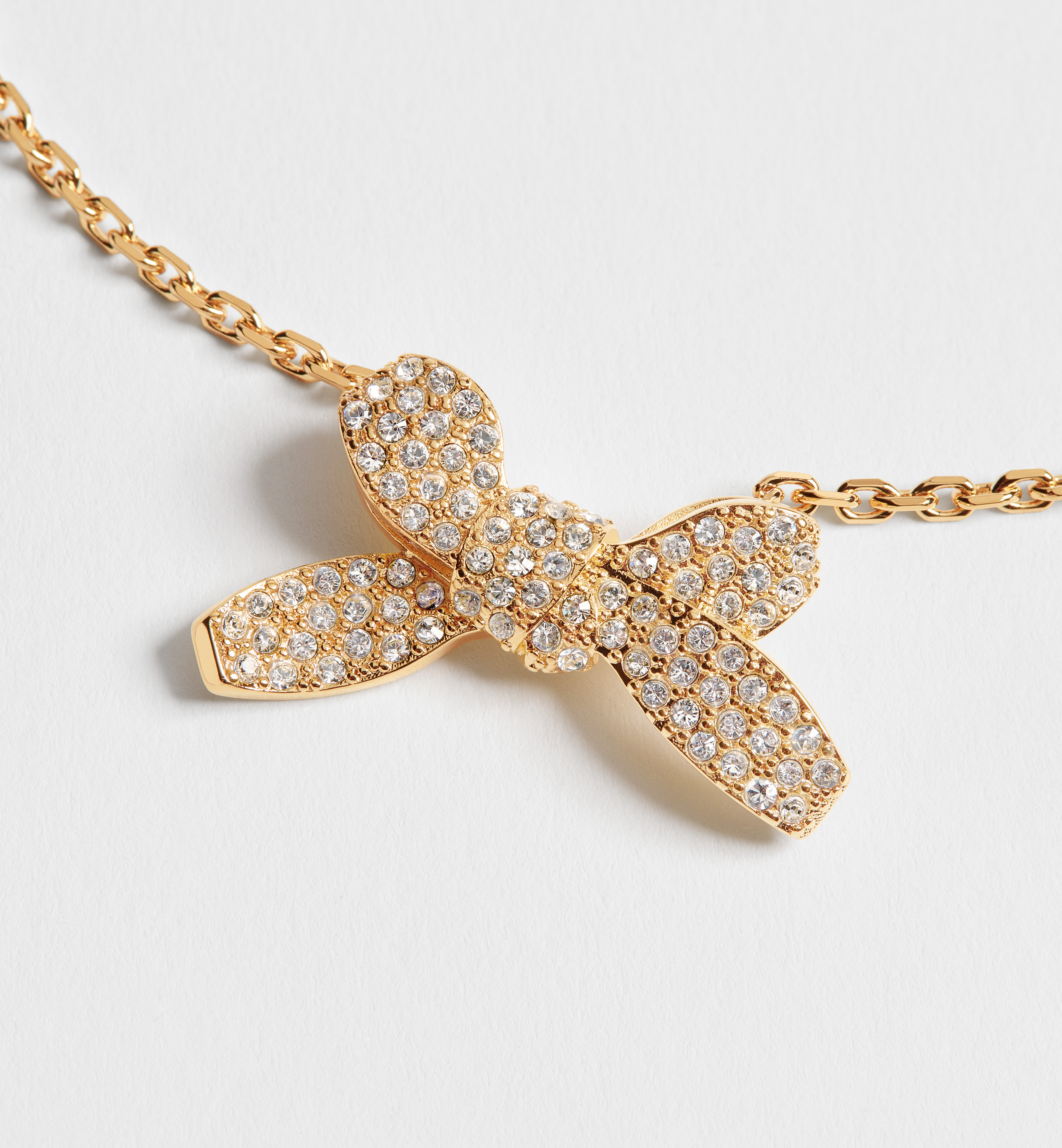 DIOR Delicate Bow Necklace Gold-Finish Metal and Crystals #379149