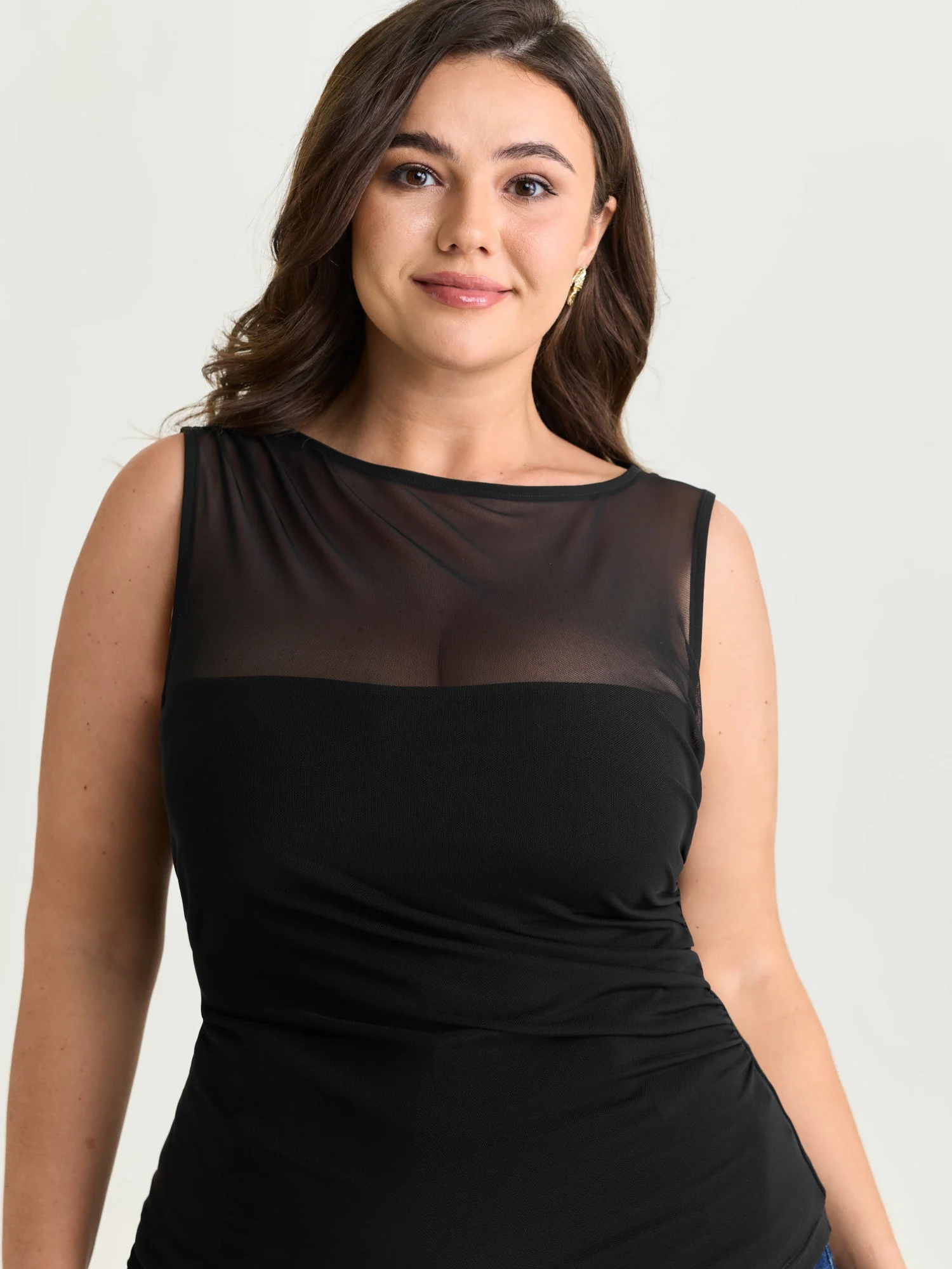 Supersoft Sheer Neckline Tank Top