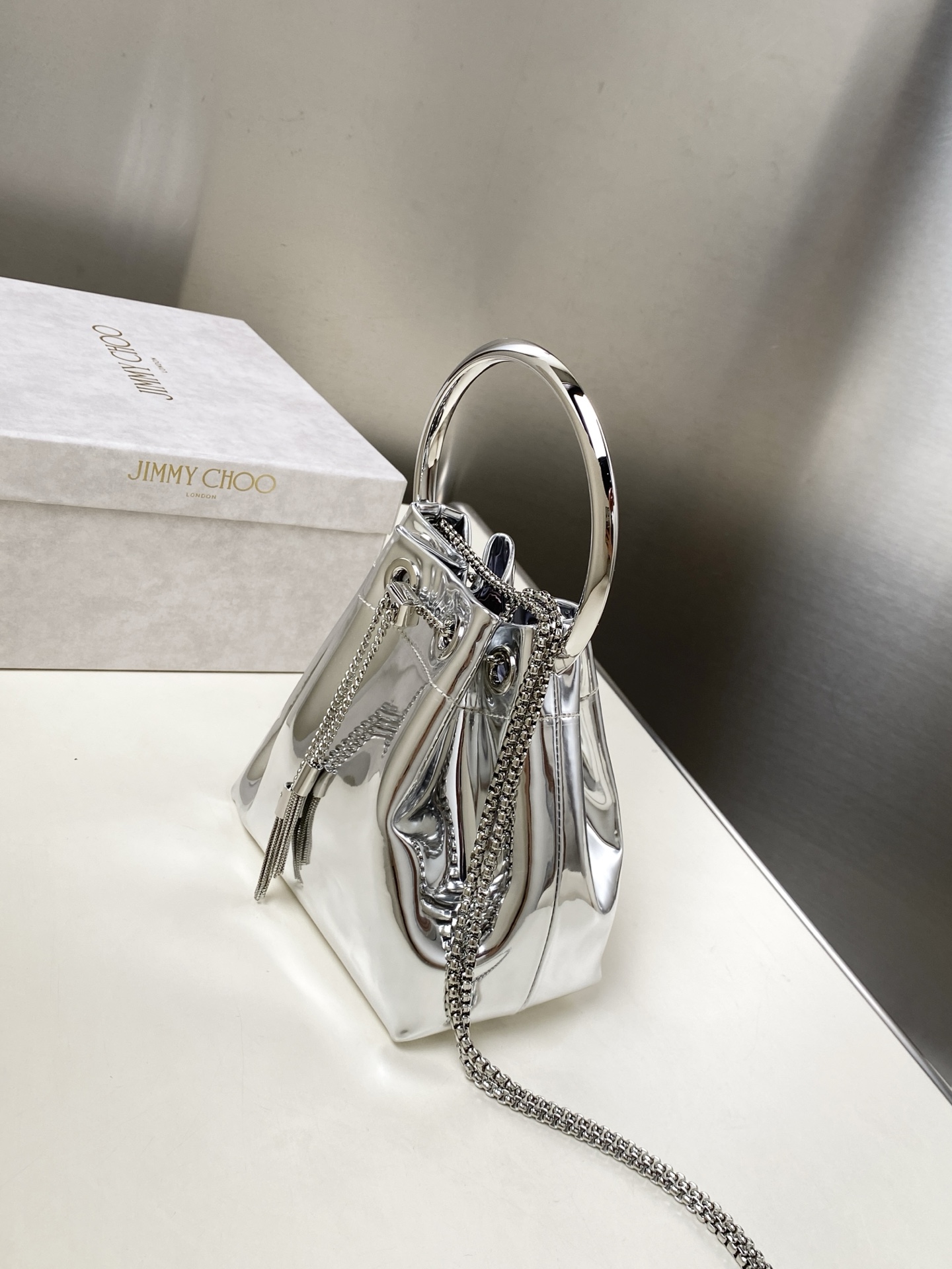 [TOP] JIMMY CHOO Bon Bon Bag 16*15*9.5CM - Sliver - 711 Luxury