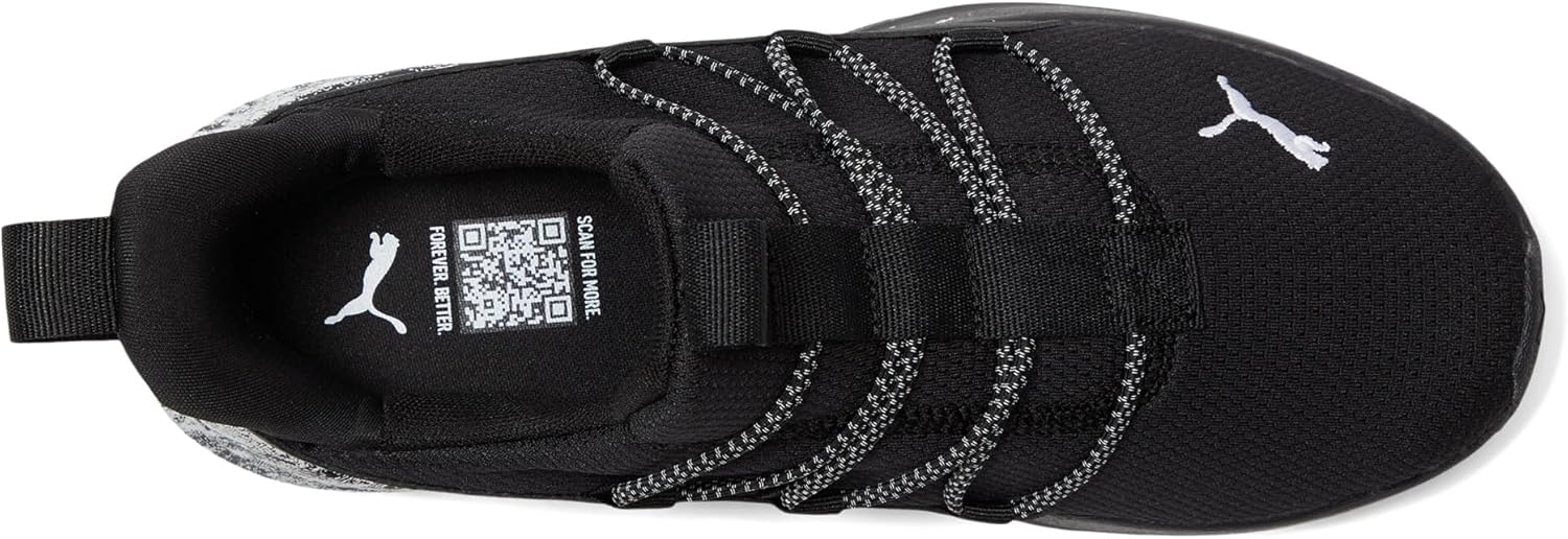 Puma Unisex-Child Softride One4All Slip On Shoes, Black-White AH25, Big Kid 7