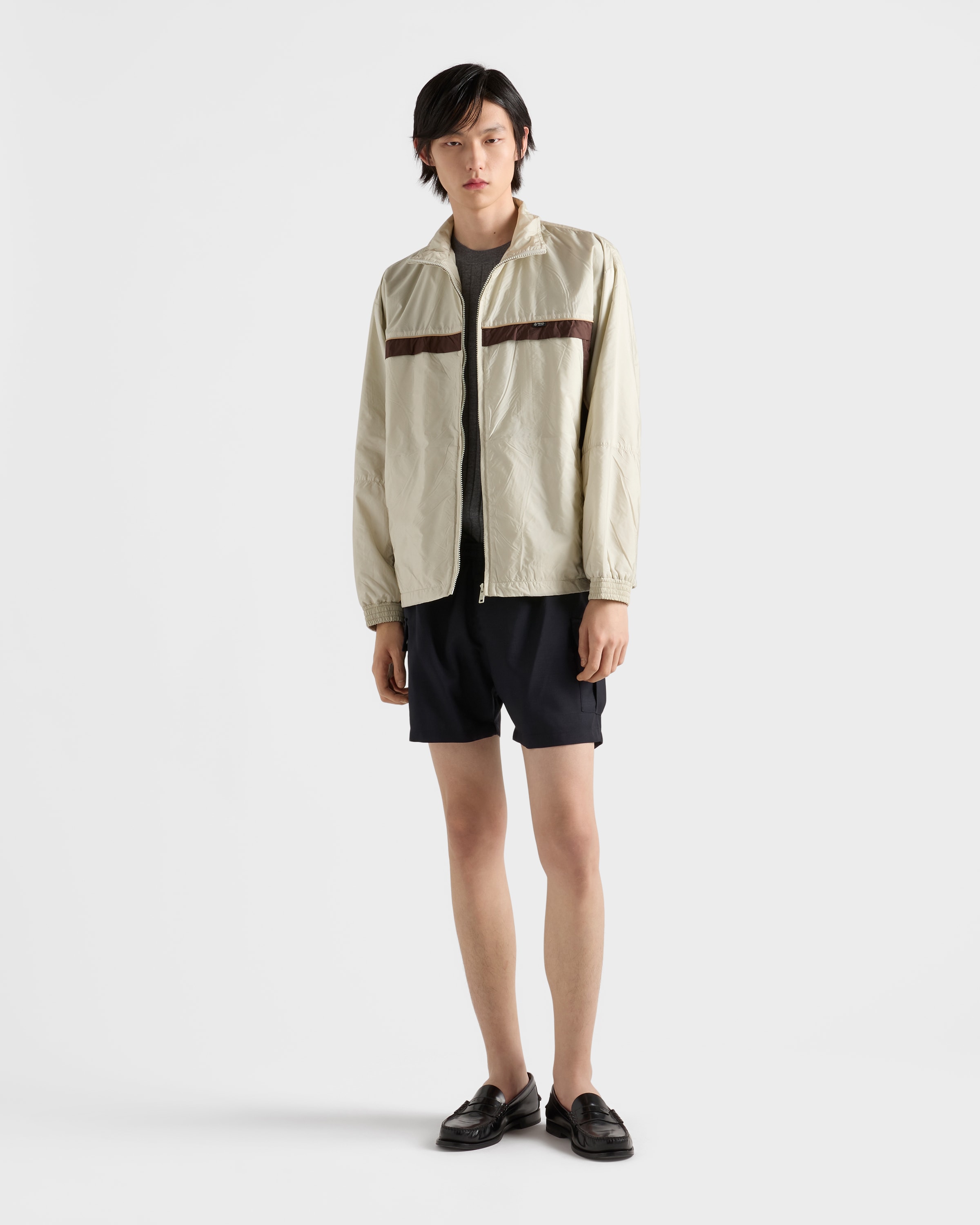 Prada white Clothing PRADA Chalk White ebony Re-nylon Jacket #389925 View 2 | Nigo Office