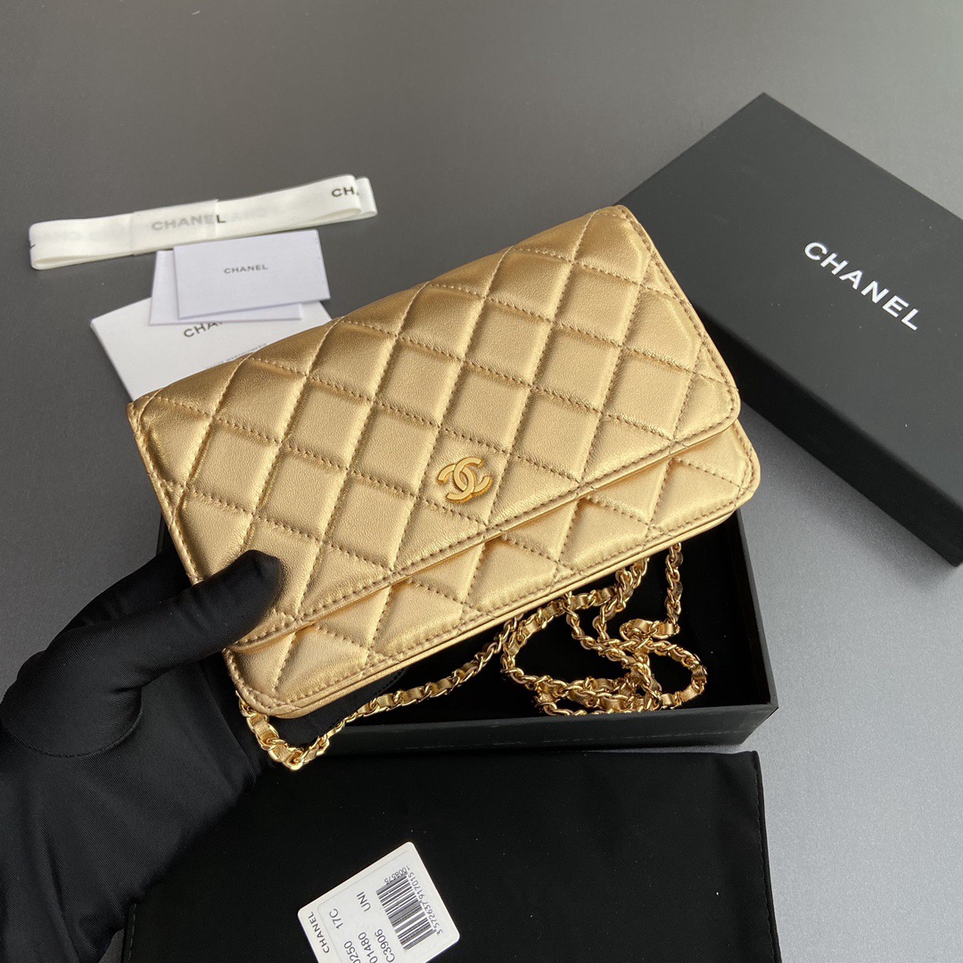 [TOP] CHANEL WOC Lambskin Bag 20-13-3.5cm - Gold - GHW - 711 Luxury
