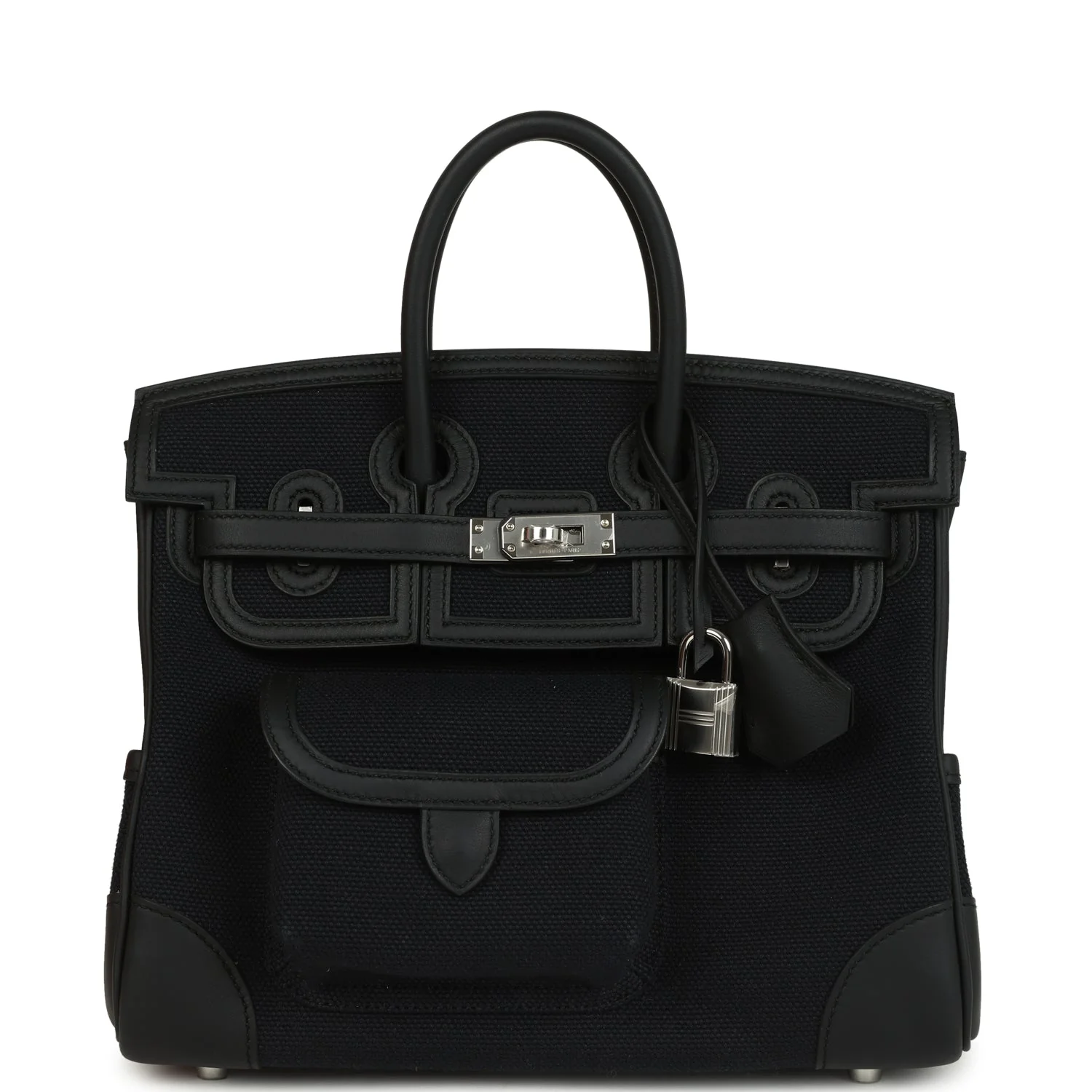Hermes BirkinCargo Black Toile Goeland and Black Swift Palladium Hardware