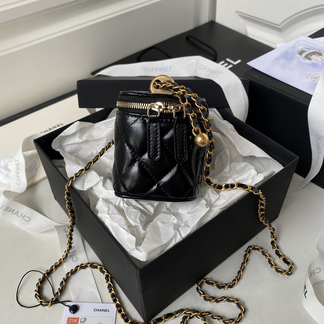 [TOP] CHANEL Mini Vanity Case Perfect Fit Bag 11x8.5x7cm - Black - 711 Luxury