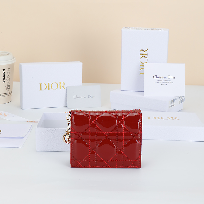 [TOP] Christian Dior  Lady D ior Gardenia Wallet 11×9×2cm - 6 Colours