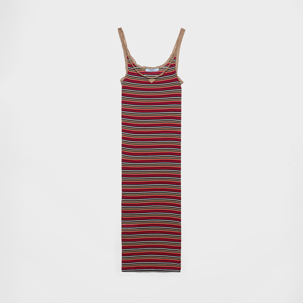 Prada red Clothing PRADA Blue red Striped Cotton Dress #396214 | Nigo Office