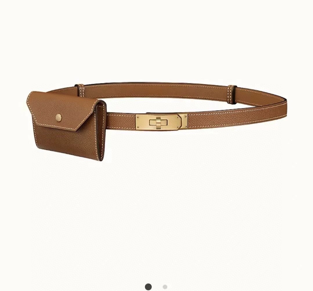 [TOP] HERMES Kelly Calfskin Belt and Belt Bag 18mm - Brown - 711 Luxury