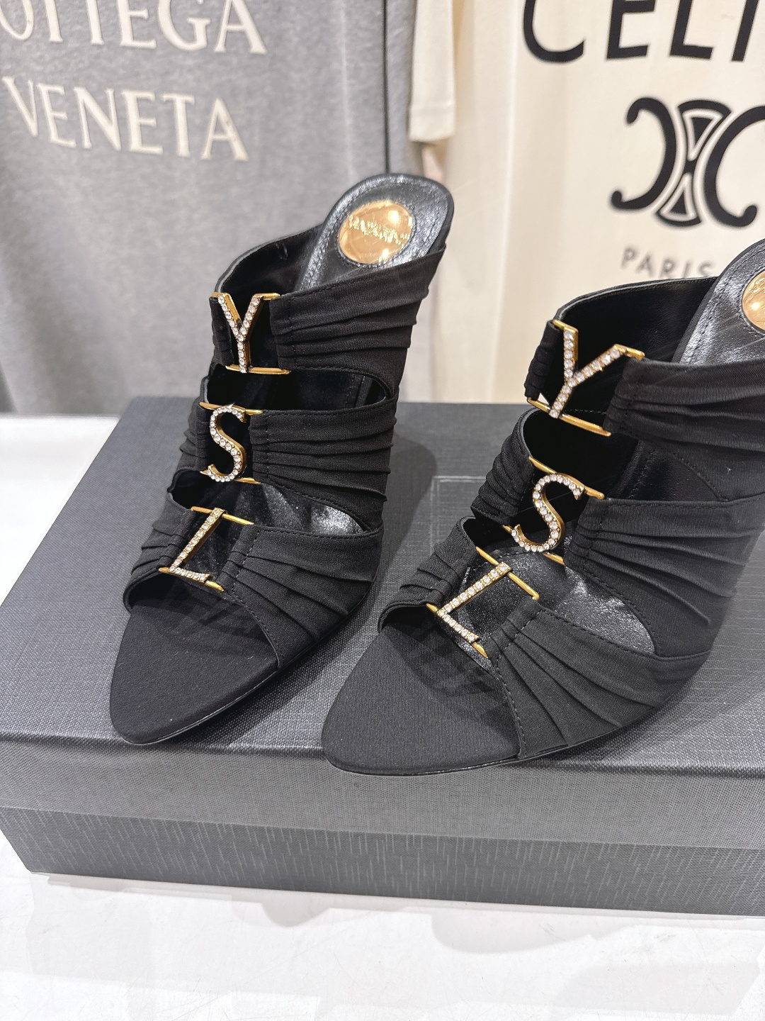 [TOP] Yves Saint Laurent YSL 10cm High Heel Slides - 3 Colours