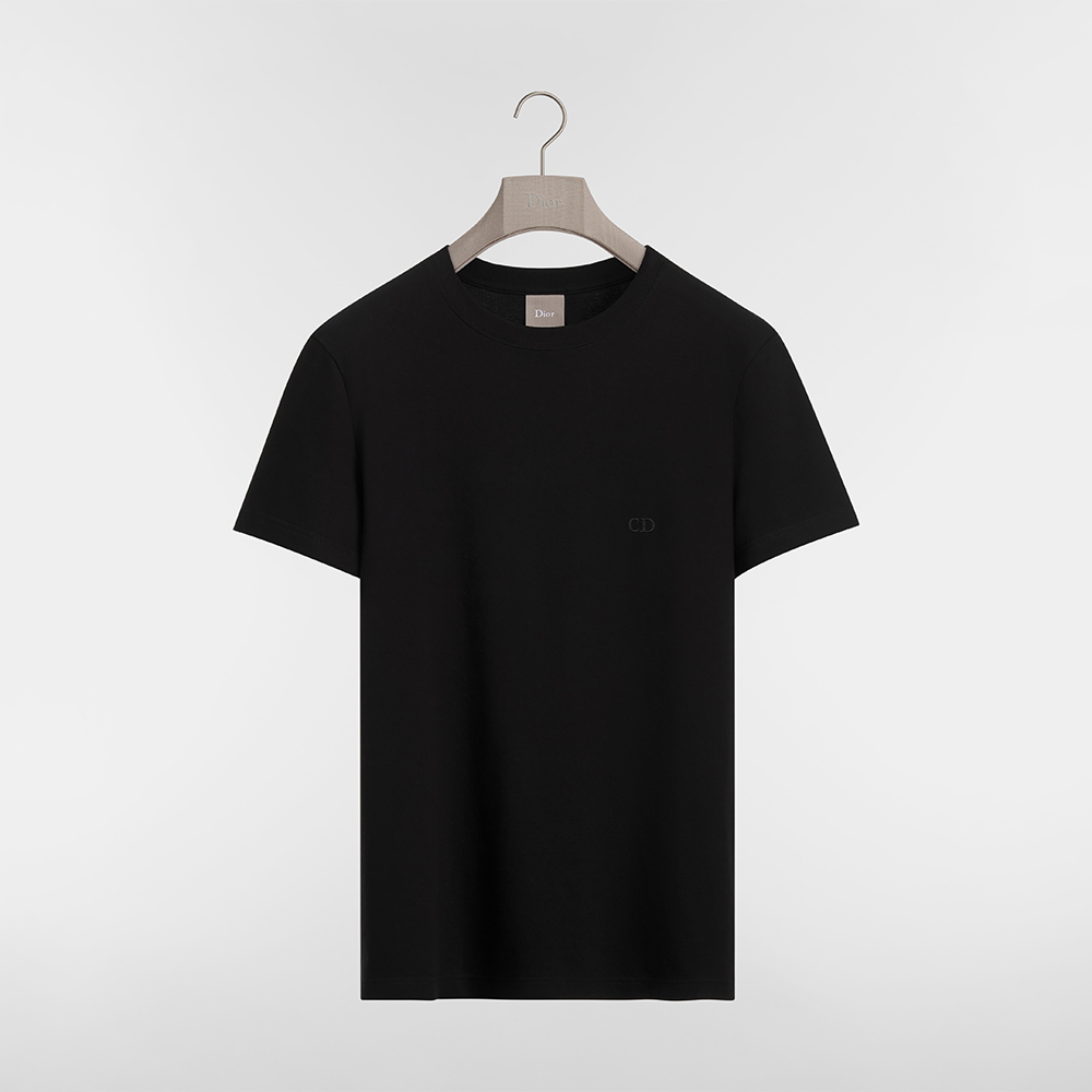 DIOR T-Shirt with CD Embroidery Regular Fit Black Cotton Jersey #385788