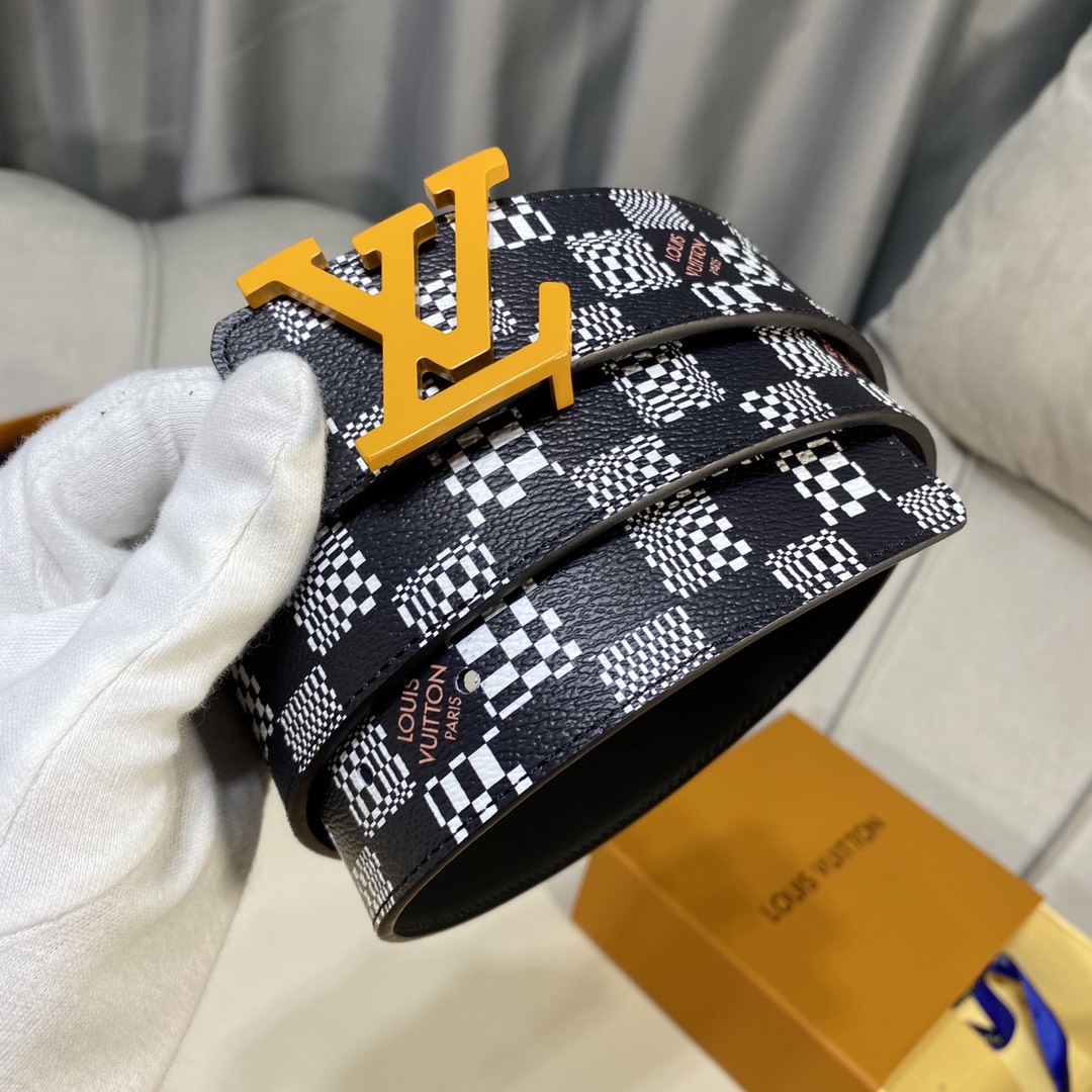 [TOP] Louis Vuitton LV Men's Calfskin Belt 4 cm - Black - 711 Luxury