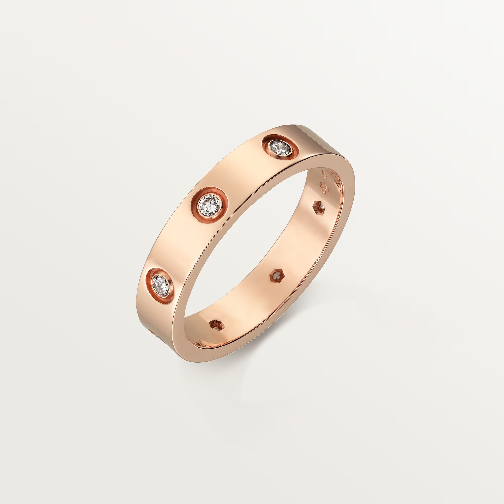 Carty Love Petite Lock Ring, Rose Gold, 8 Moissanite