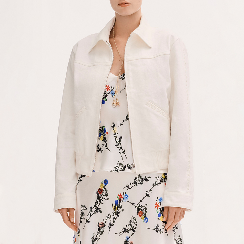 Chanel white Accessory CHANEL Blouson Embroidered Denim White #388018 | Nigo Office
