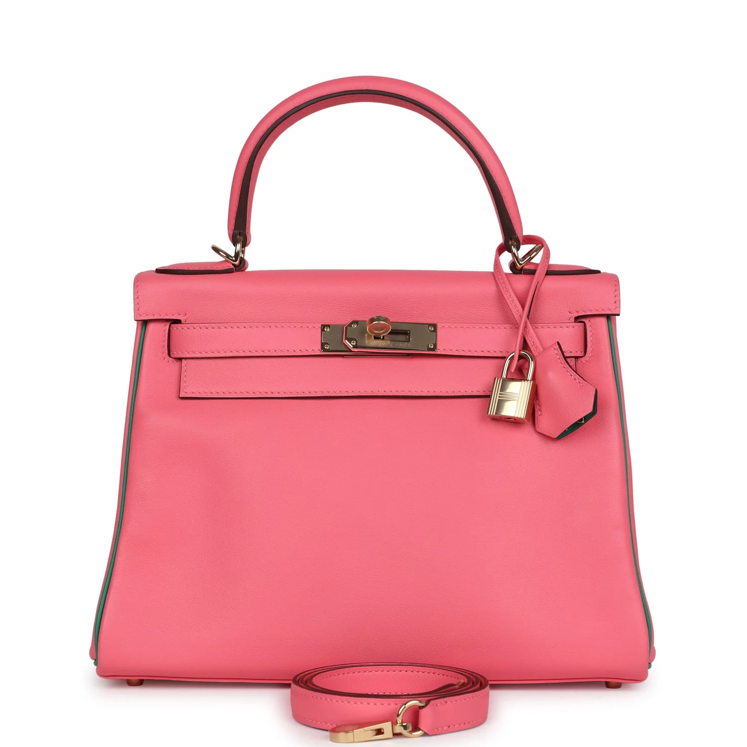 Hermes Special Order (HSS) Kelly Retourne  Rose Azalee and Vert Vertigo Swift Gold Hardware