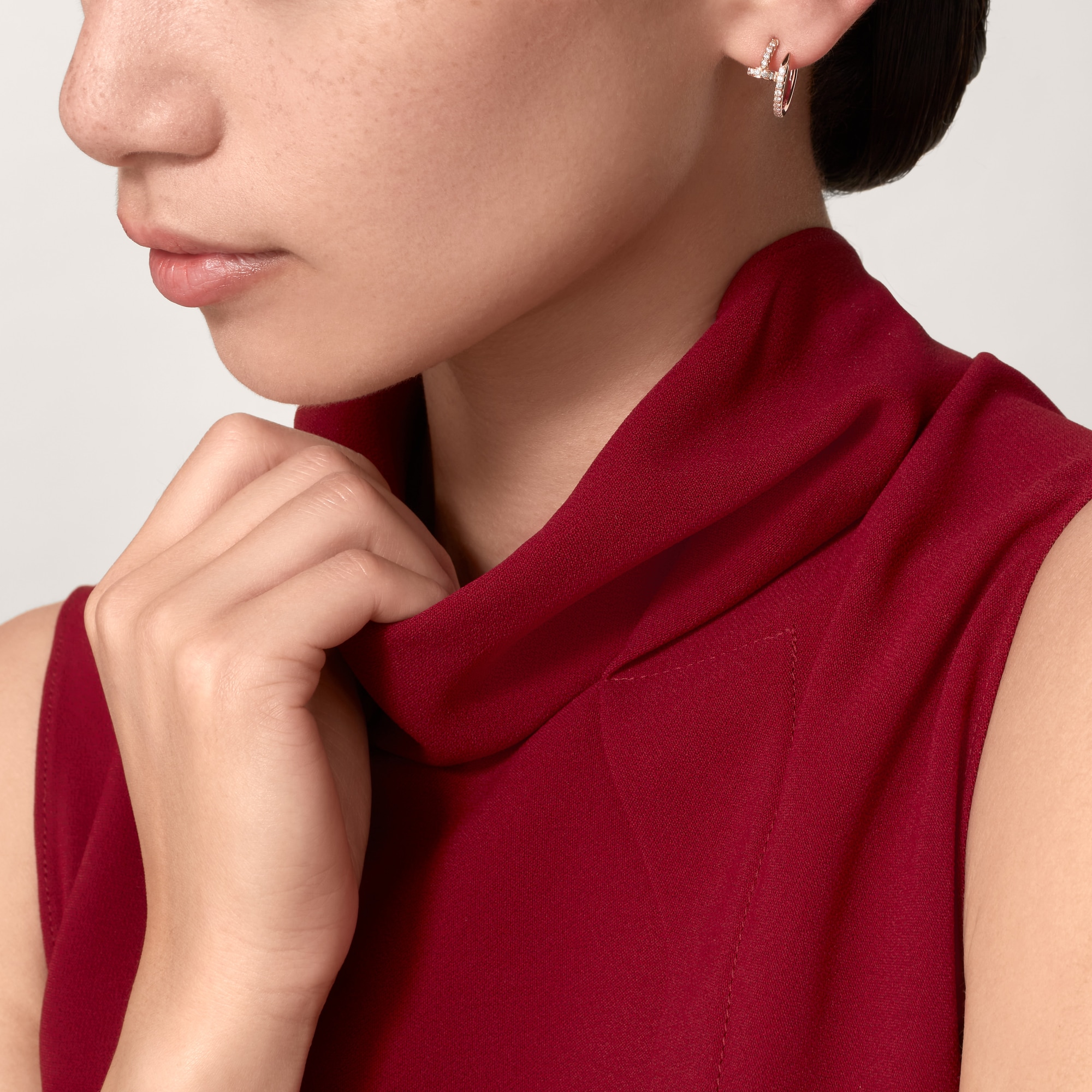 Carty Nails Solo Trace Earrings,Rose Gold ,36 Moissanite