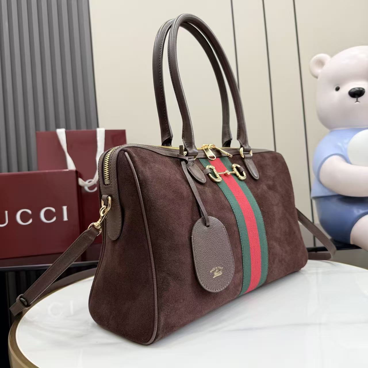 [TOP] GUCCI Borsetto Boston Bag 38.5x22.5x13cm - Brown - 711 Luxury