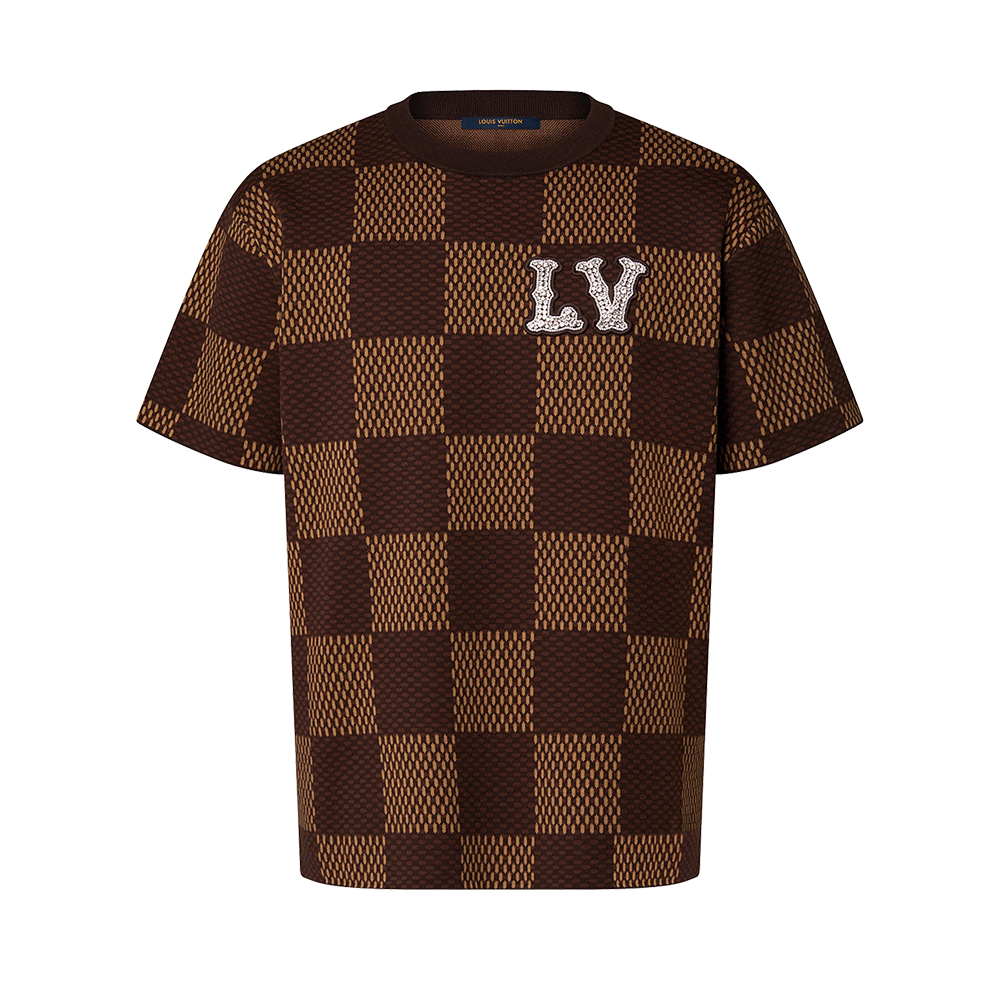 Louis Vuitton Accessory Louis Vuitton Damier Short-Sleeved Crewneck With LV Crystal Patch #394898 | Nigo Office