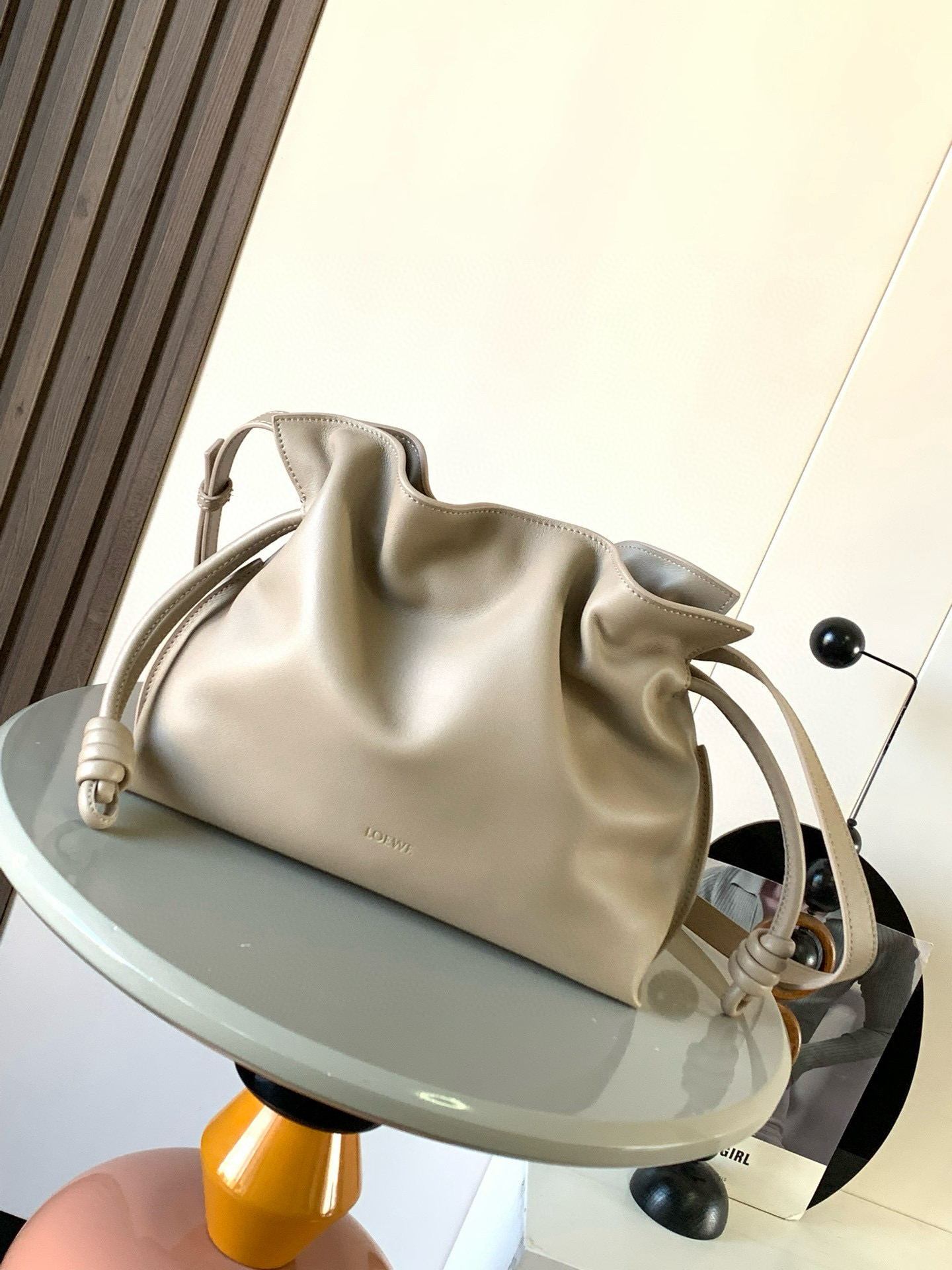 [TOP] LOEWE Flamenco Bag Cowhide Leather 30x24.5x10.5cm - Light Khaki