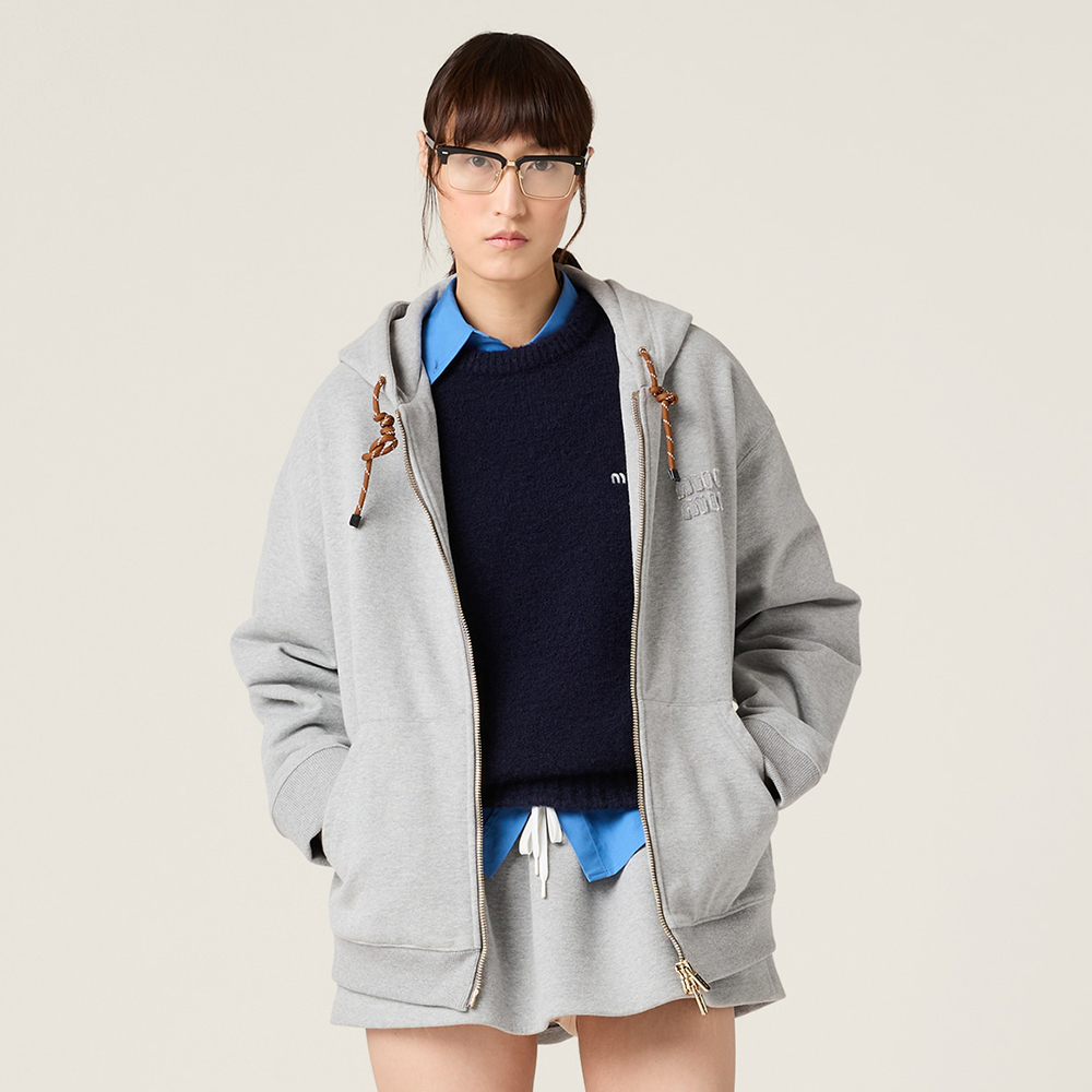 MiuMiu Grey Cotton Fleece Sweatshirt #379868