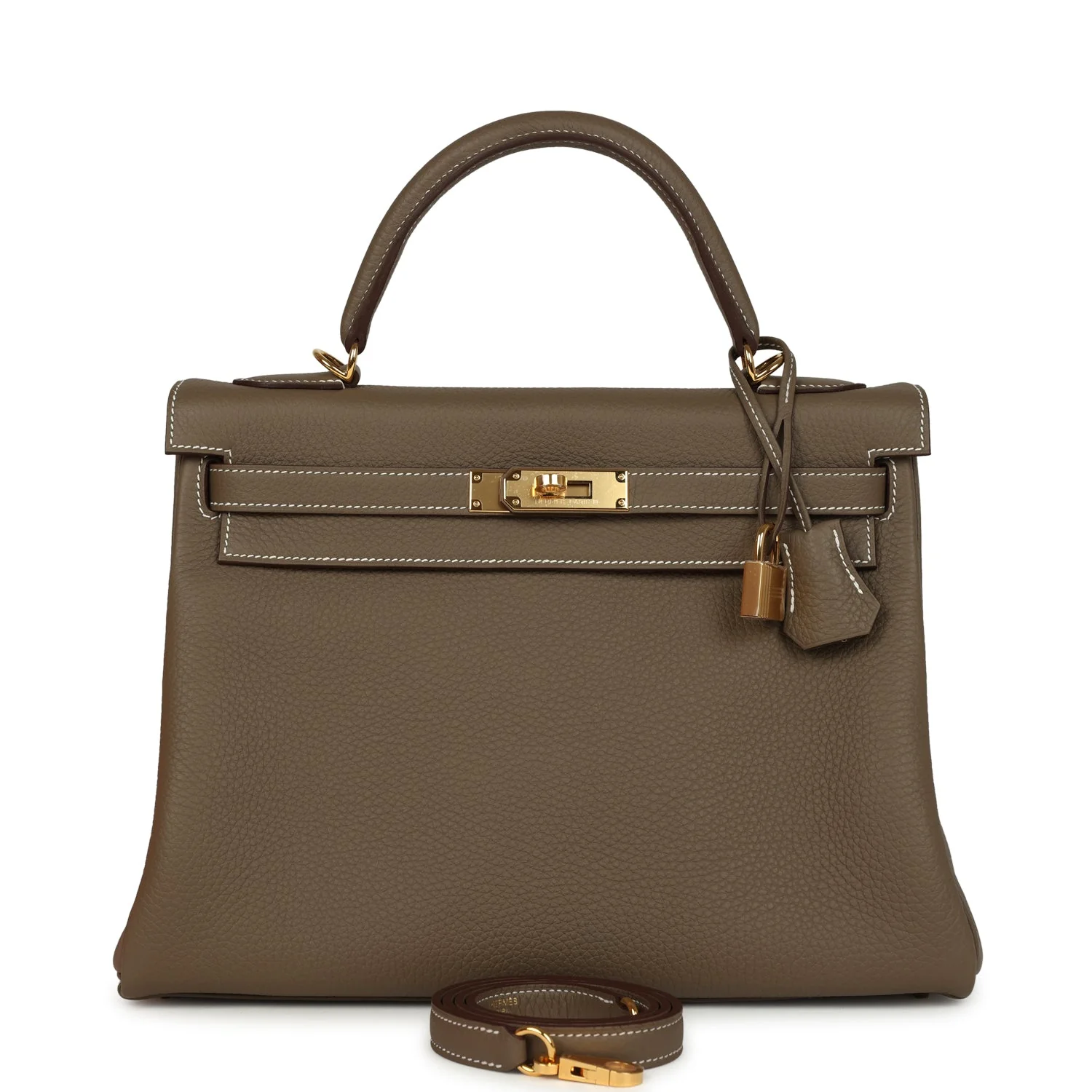 Hermes Kelly Retourne 3 Etoupe Togo Gold Hardware