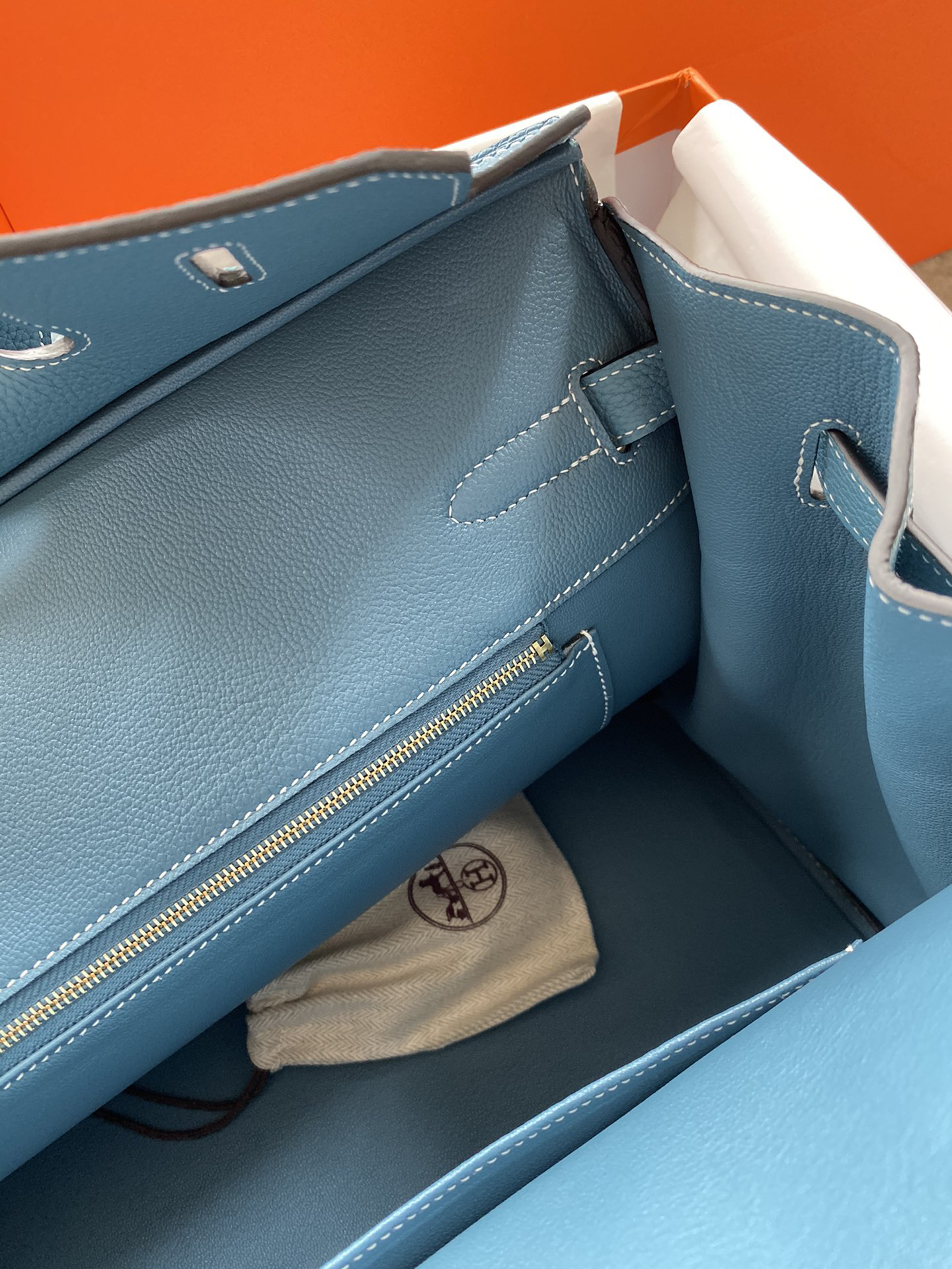 [TOP] HERMES Birkin Togo Leather 35cm - Bleu Jean & GHW