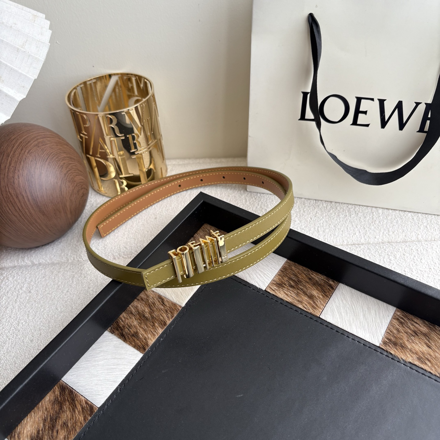 [TOP] LOEWE Leather Belt 1.5 cm - Brown - 711 Luxury