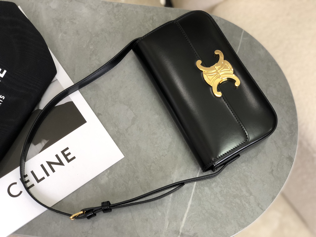 [TOP] CELINE Triomphe Bag 20x10x4cm - Black - 711 Luxury
