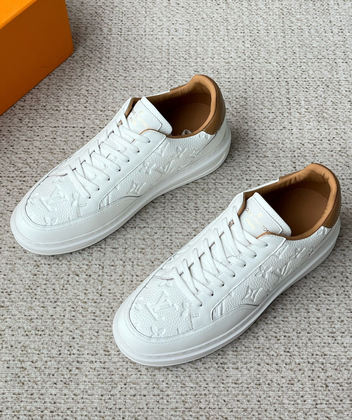 Louis Vuitton Men's Beverly Hills Sneakers Fashion Casual Lace Up Black Cowhide Embossed Sneakers Shoes #71843