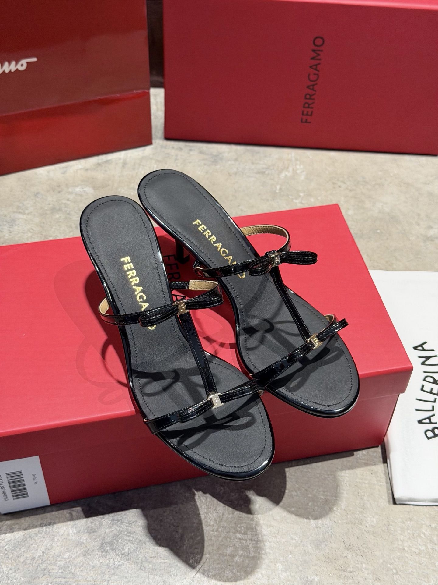 [TOP] Ferragamo 5.5cm Mid Heels Slippers - Black - 711 Luxury
