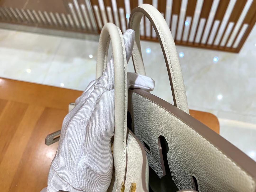 [TOP] HERMES Birkin Togo Leather 25cm - Craie & GHW