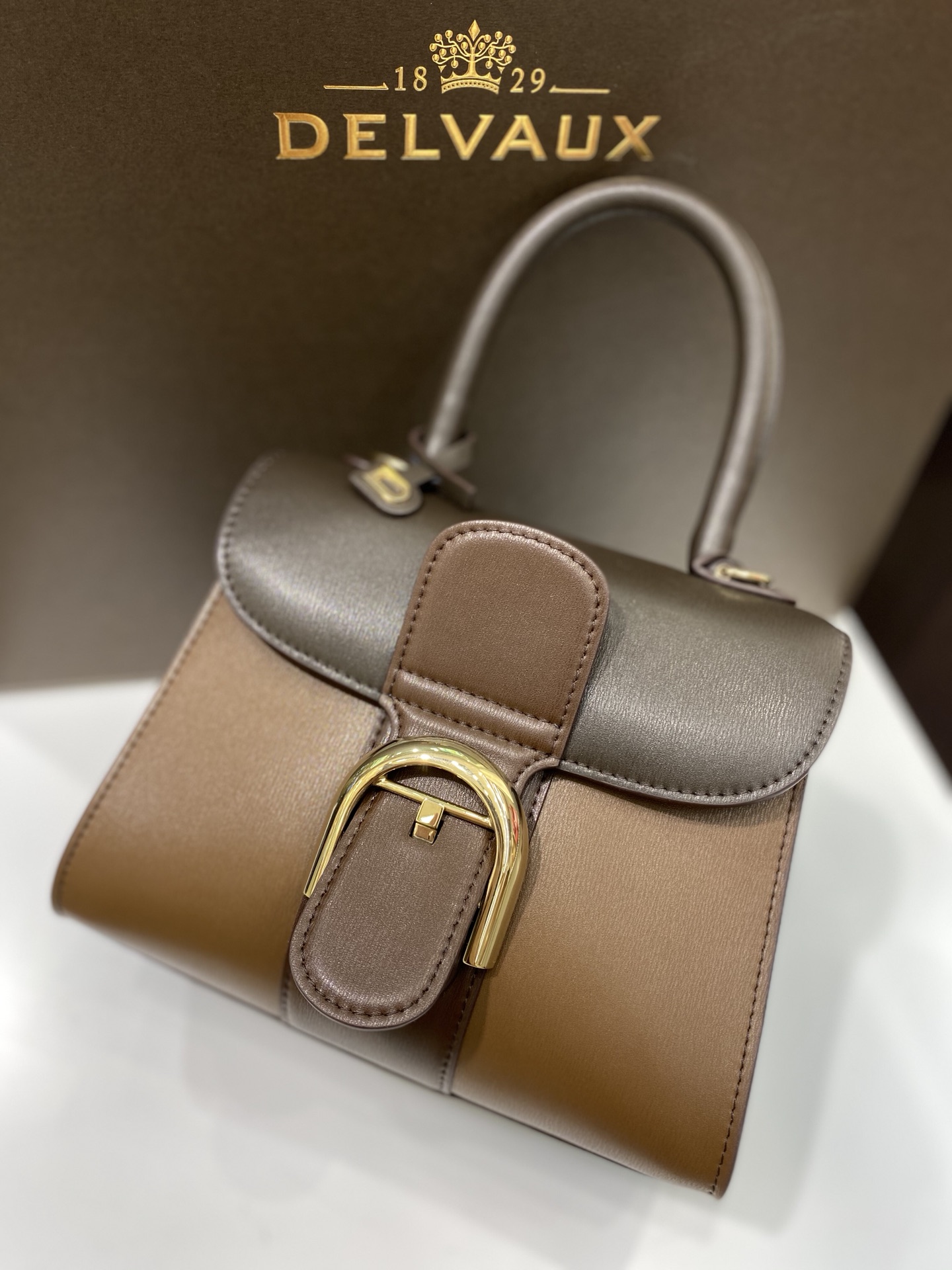 [TOP] Delvaux Brillant Bag Box Leather 20cm - Brown - 711 Luxury