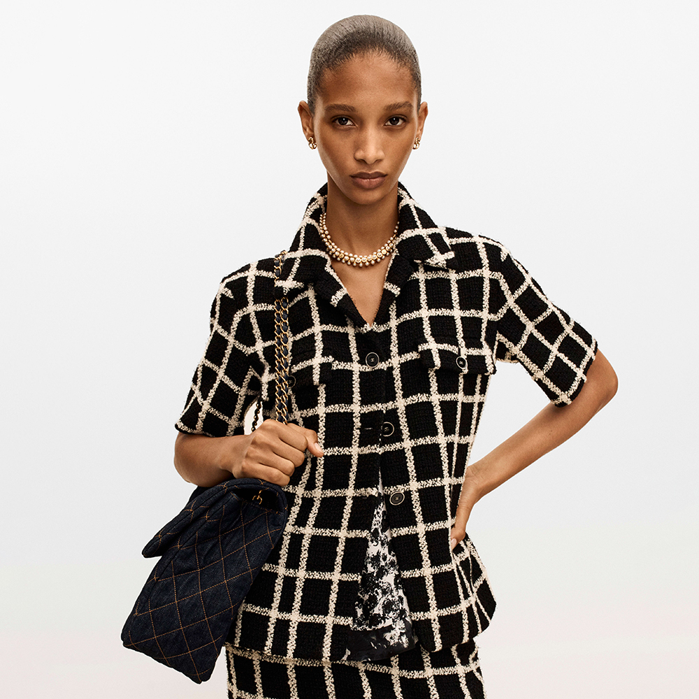 Chanel black Clothing Chanel Jacket Wool Tweed Black White #379065 | Nigo Office
