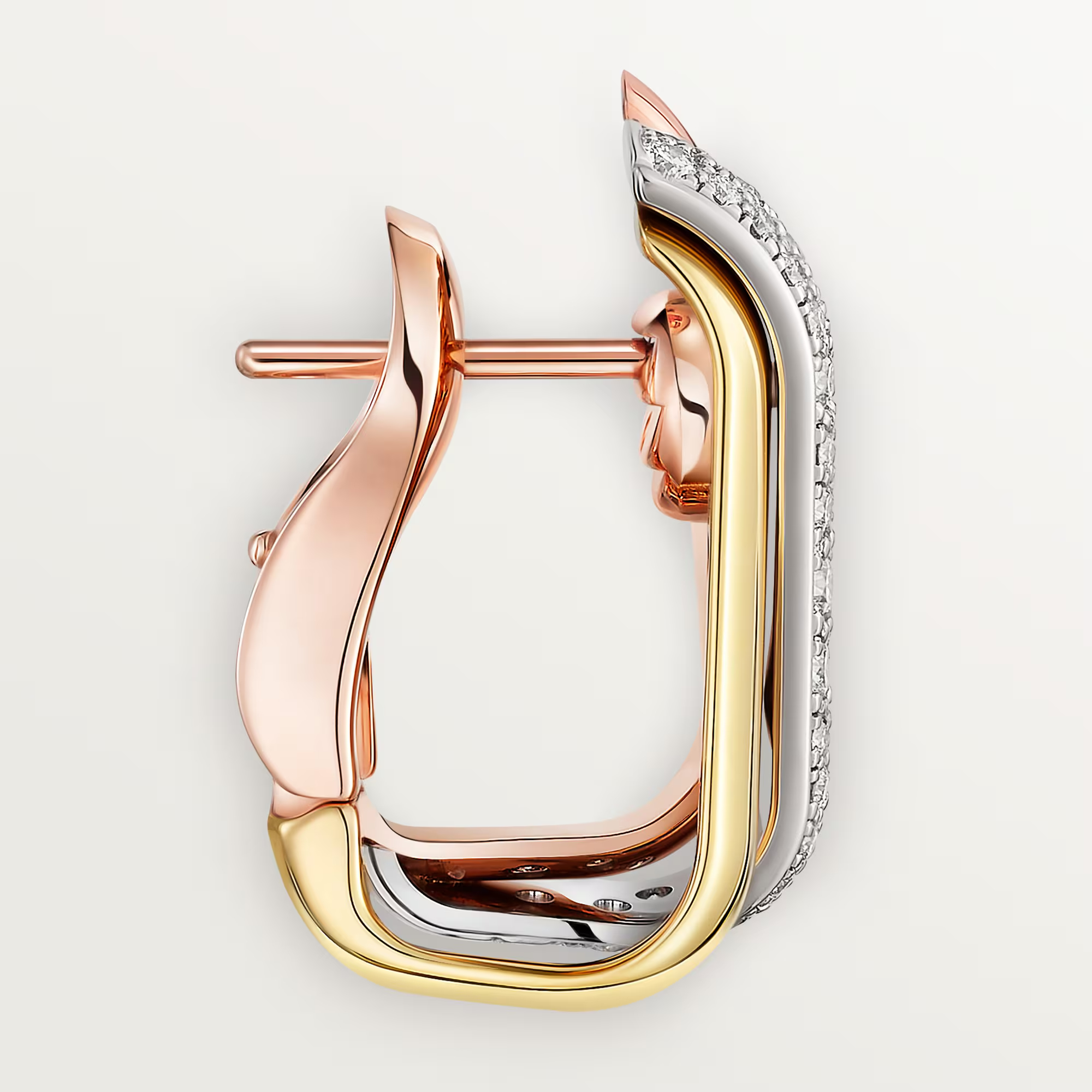 Carty Three Circles Earrings, ThreeTone ,Moissanite ,Half-Paved