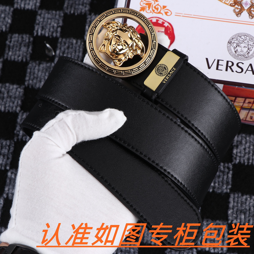 [TOP] VERSACE Men's Belt 3.8 cm - Black - 711 Luxury