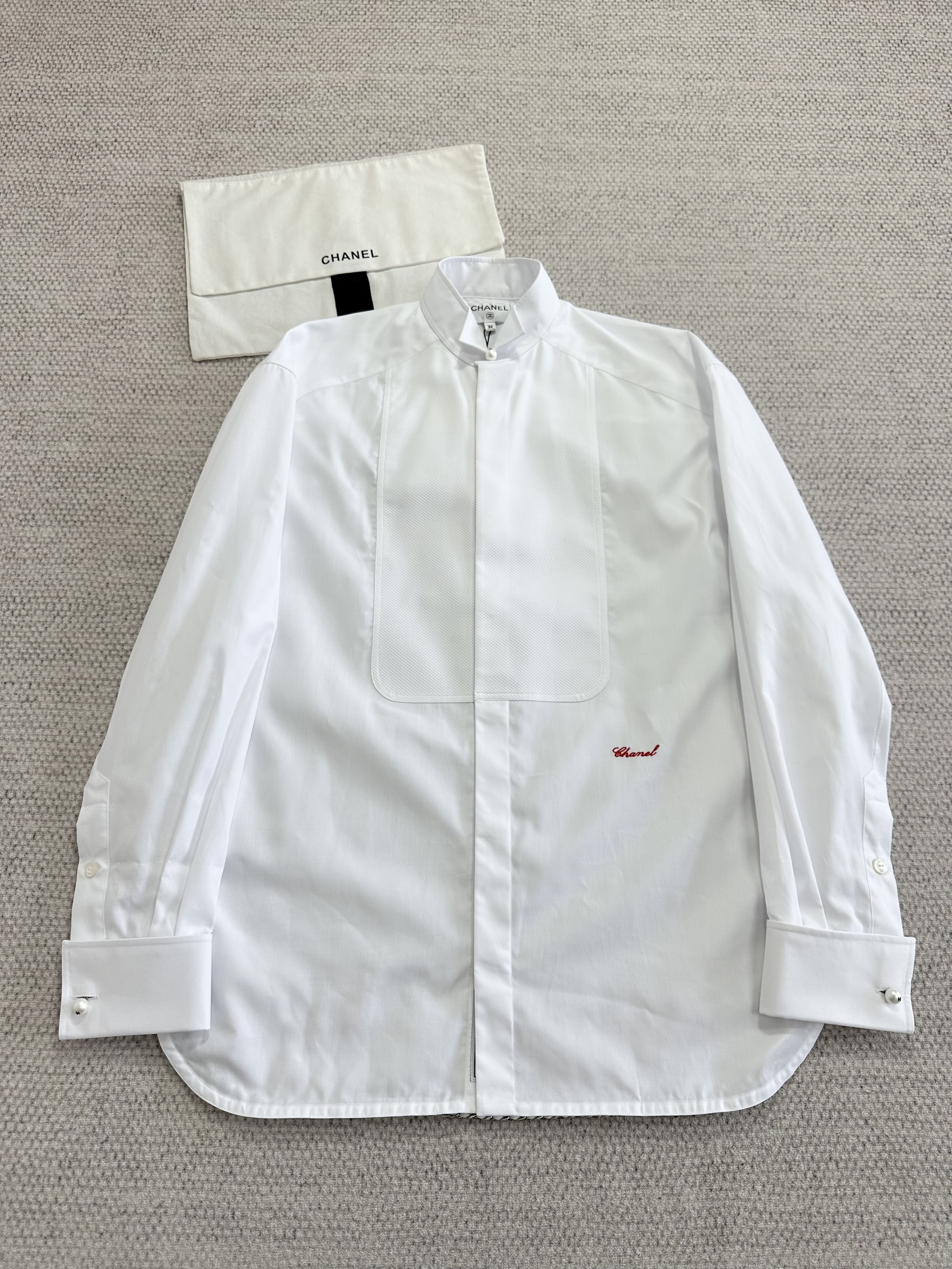 Chanel Top-quality Version Long-sleeved Shirt Cotton White #383085