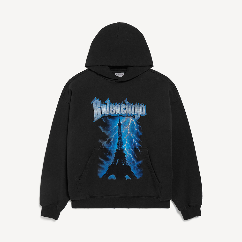 Balenciaga Clothing Balenciaga Paris Thunderstorm Medium Fit Hoodie #394984 | Nigo Office