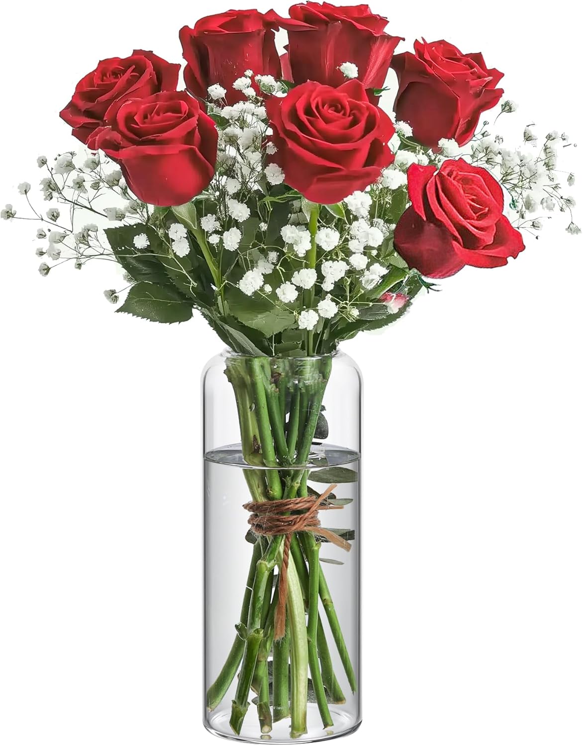 ComSaf Glass Cylinder Vases, Bud Vase for Centerpieces, 8 Inch Tall Ribbed Vase Hurricane Floating Candle Holder, Decorative Flower Vases for Wedding Reception, Home Decor, Housewarming Gift (Clear)