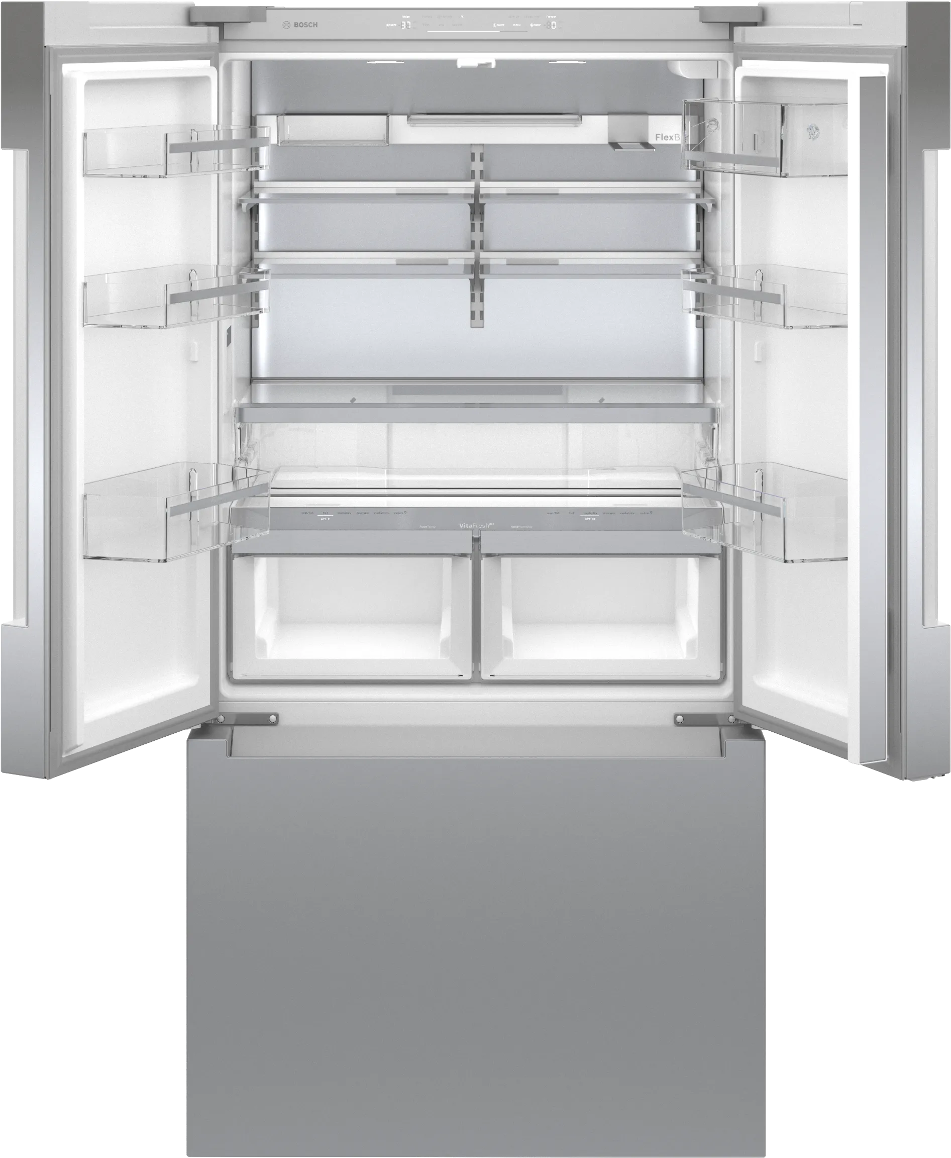 Bosch B36CT81ENS 800 Series French Door Bottom Mount Refrigerator 36'' Stainless steel (with anti-fingerprint). Total No Frost