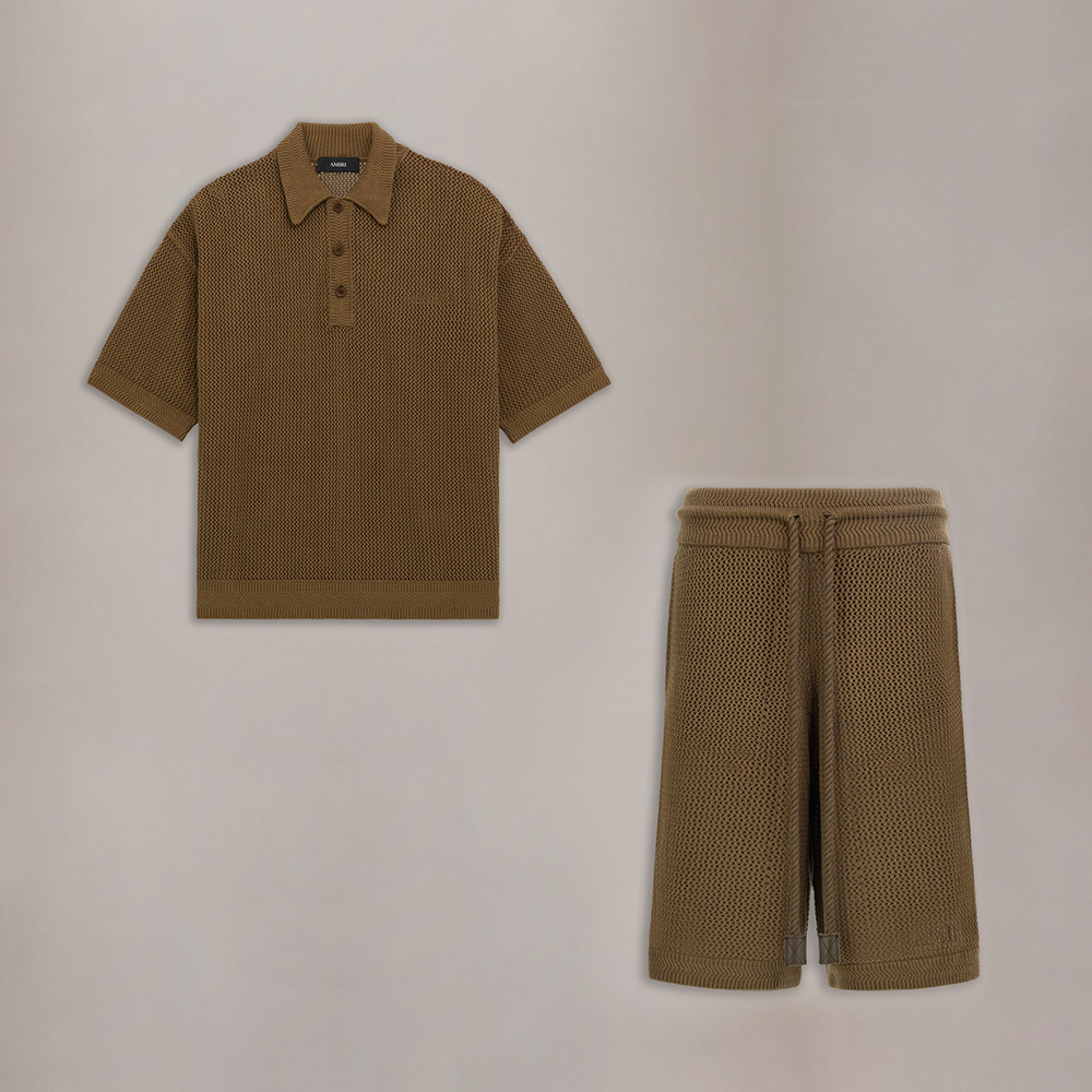 AMI Clothing AMIRI CROCHET MESH POLO AND SHORTS #396702 | Nigo Office