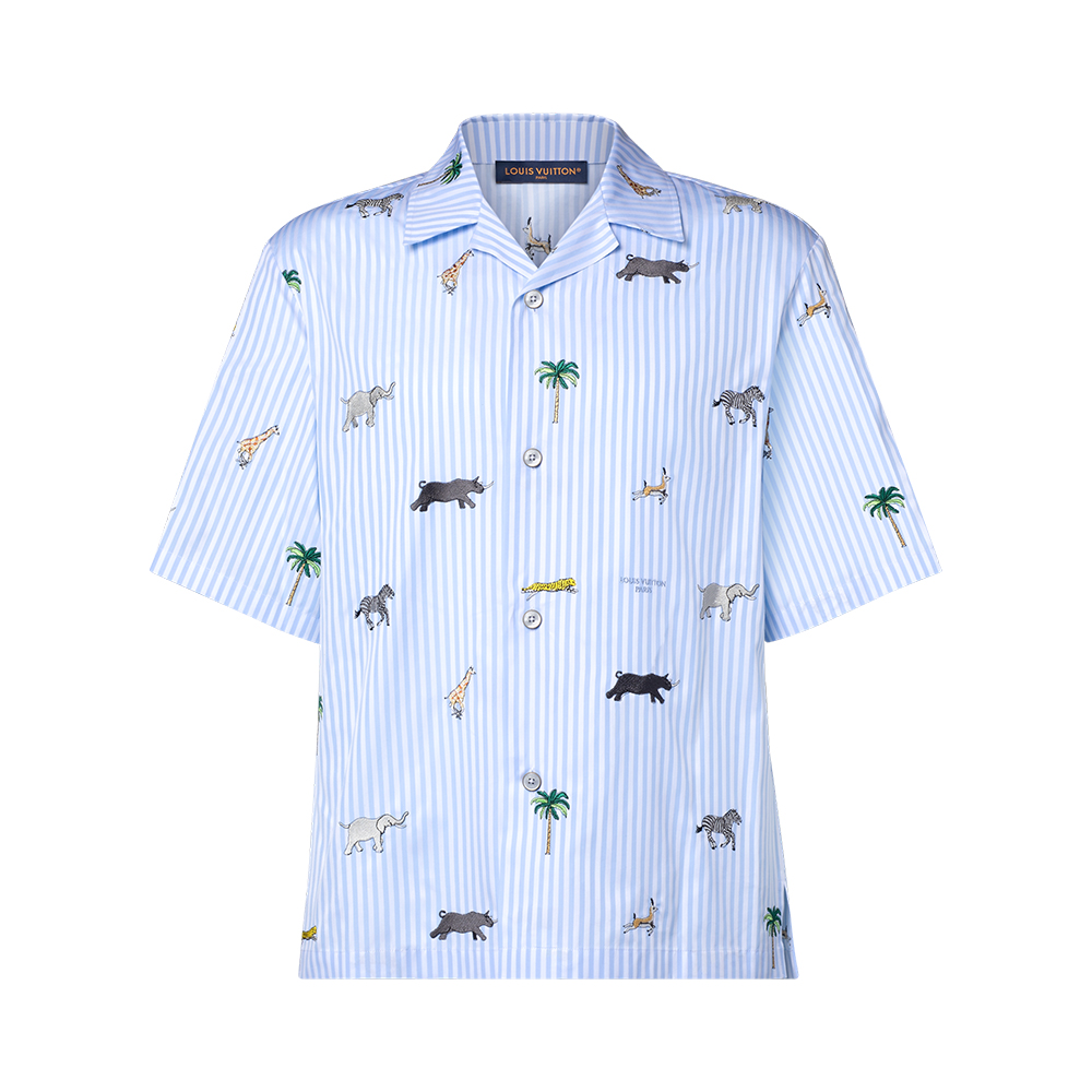 LOUIS VUITTON LV x The Darjeeling Limited Embroidered Striped Short-Sleeved Shirt Shorts #379453