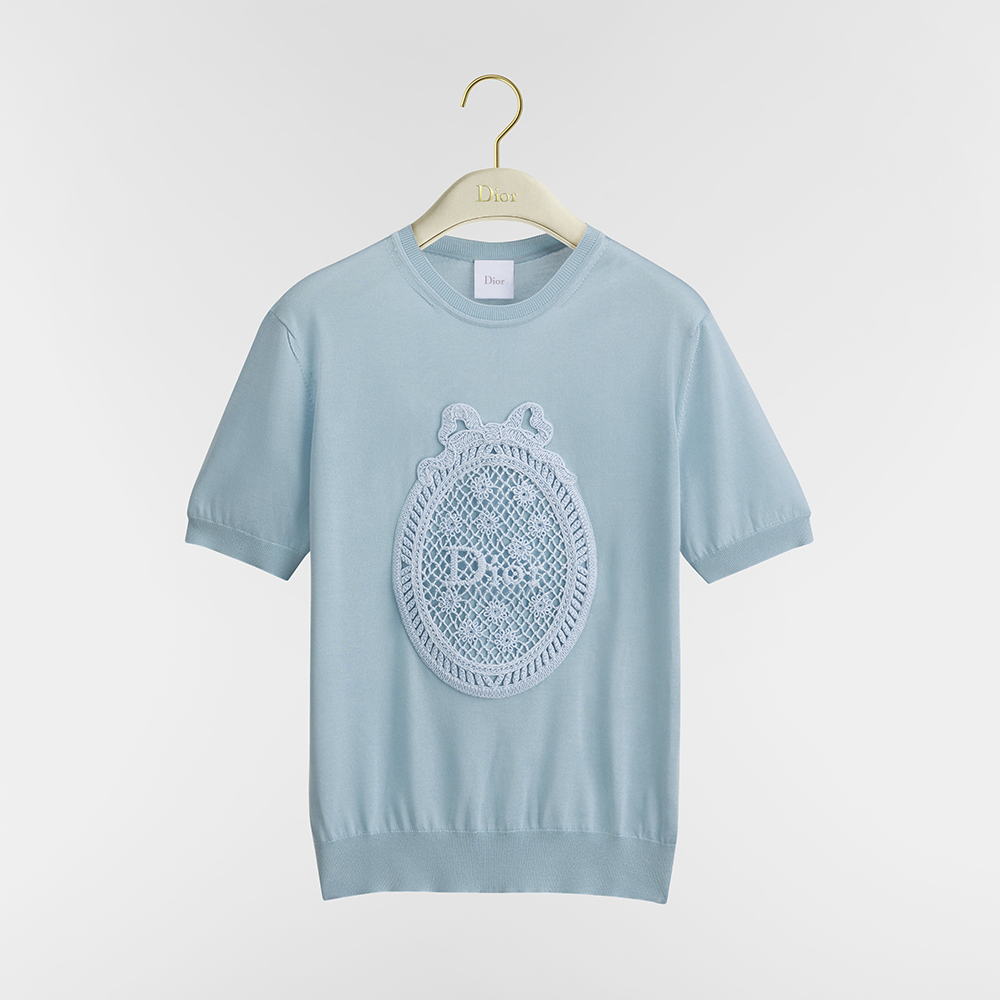 DIOR Top-quality Version Dioriviera Dior Médaillon Short-Sleeved Sweater   Silk Knit  #383108