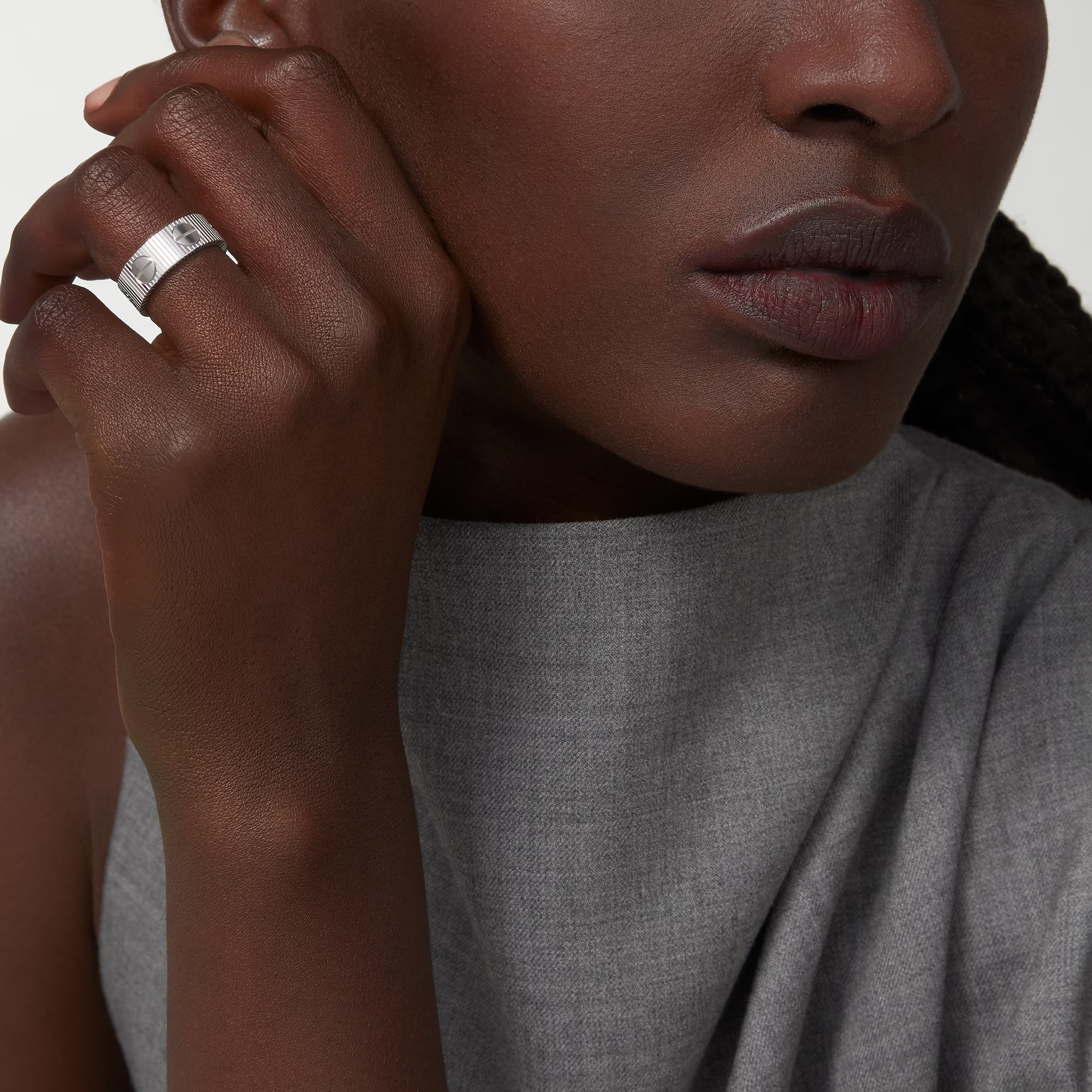 Carty Love Stripe Ring, White Gold