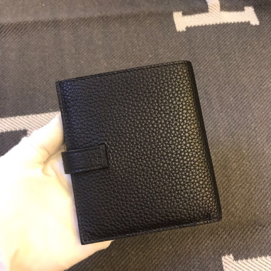 [TOP] HERMES Bearn Short Wallet Togo 12cmx10cm - Black