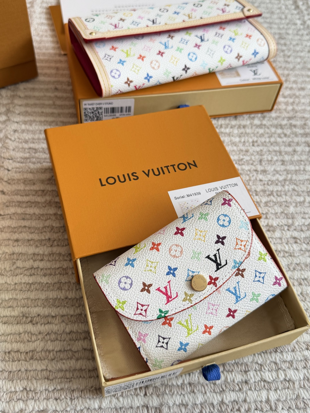 Louis Vuitton White Multicolor Canvas Wallet with Leather Trim (Replica)