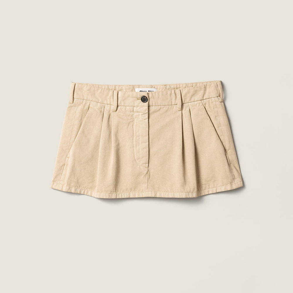 MiuMiu Beige Old Gabardine Miniskirt #378581