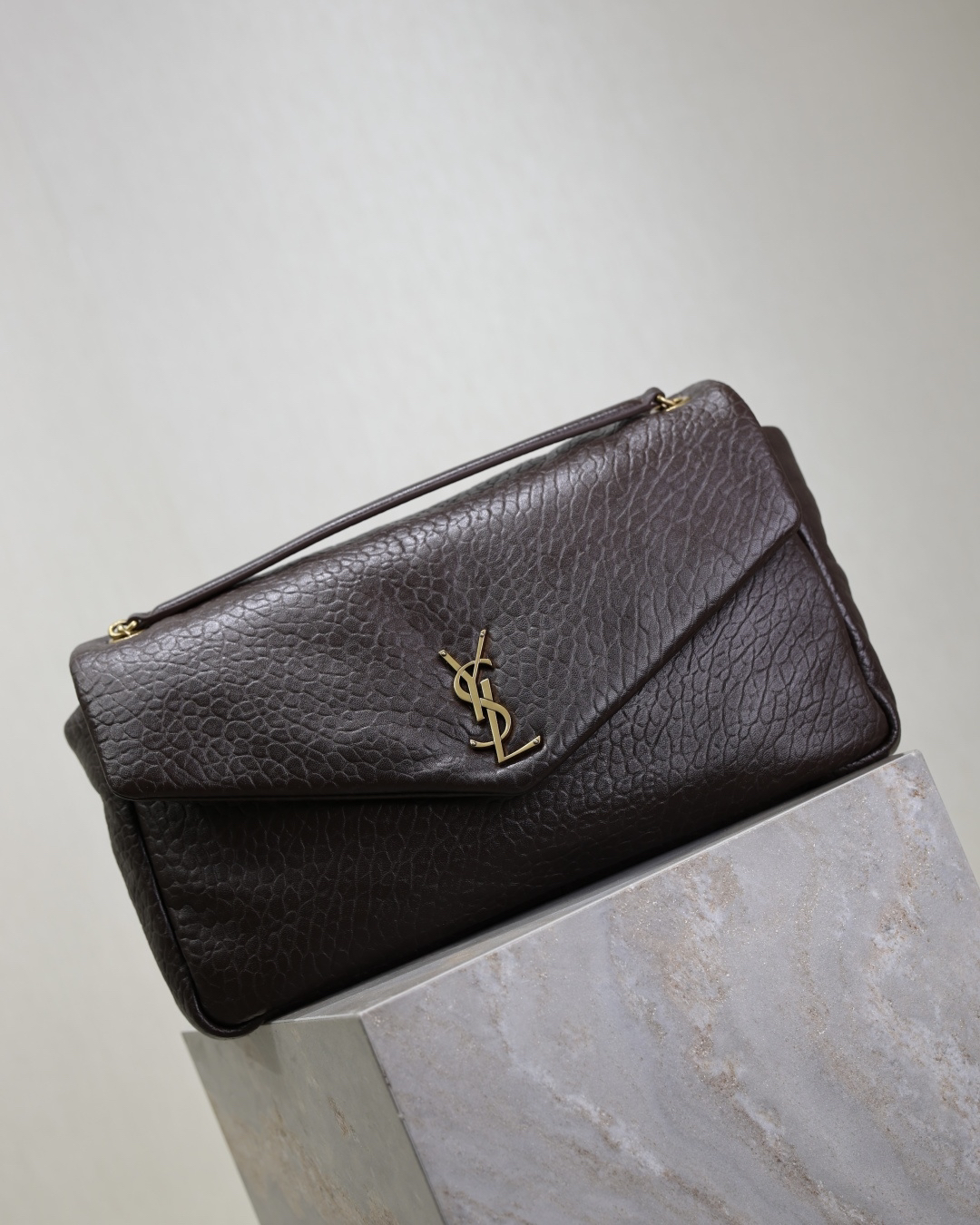 [TOP] Yves Saint Laurent YSL Calypso Lambskin Chain Bag 35.5x21x9cm - Chocolate & GHW - 711 Luxury