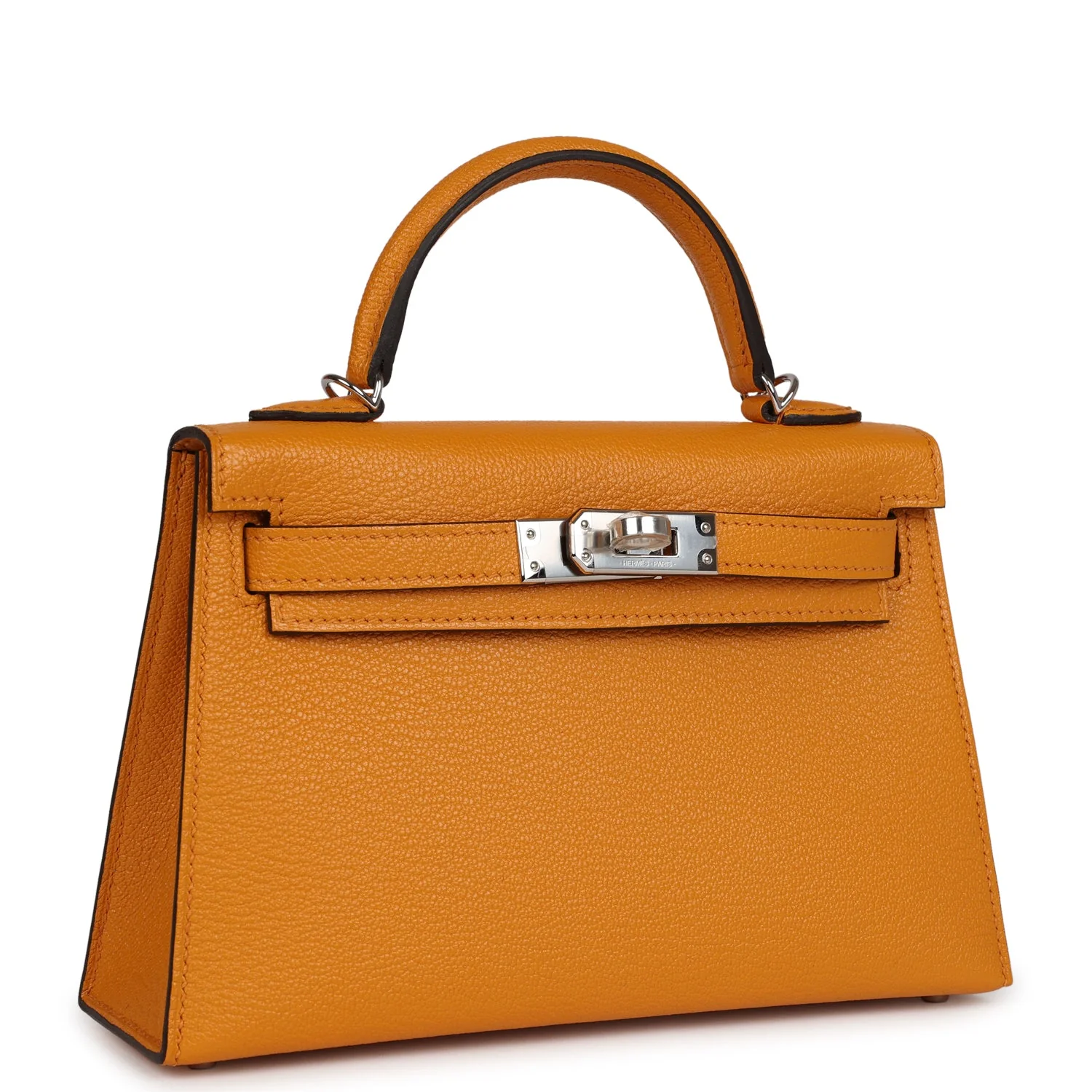 Hermes Kelly Sellier  Moutarde Chevre Palladium Hardware