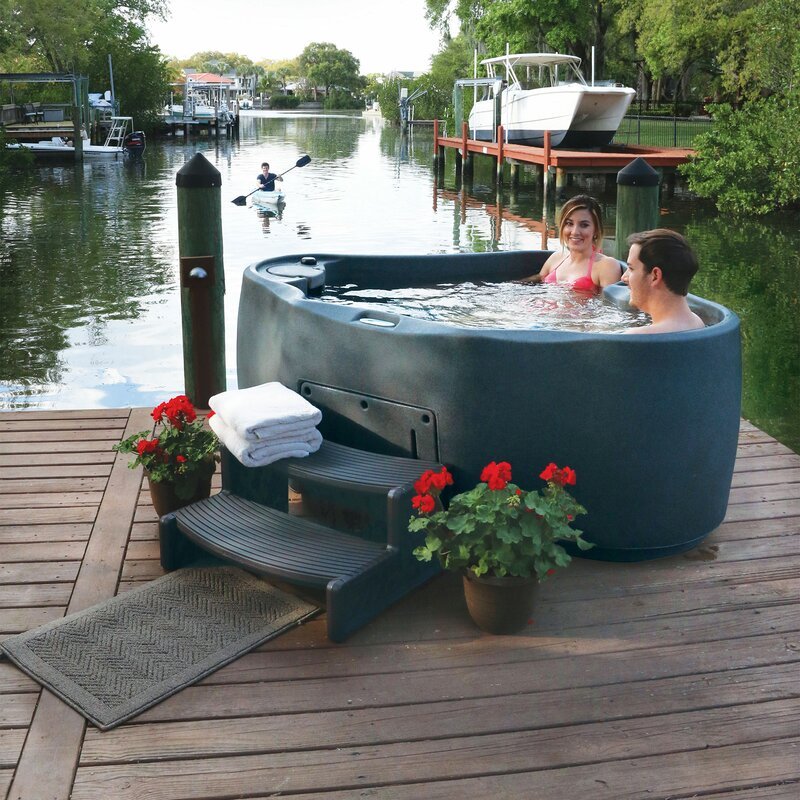AquaRest Discover AR300 Premium 2-Person 20-Jet Oval Plug & Play Hot Tub with Ozonator. LED Waterfall and Stainless Steel Heater