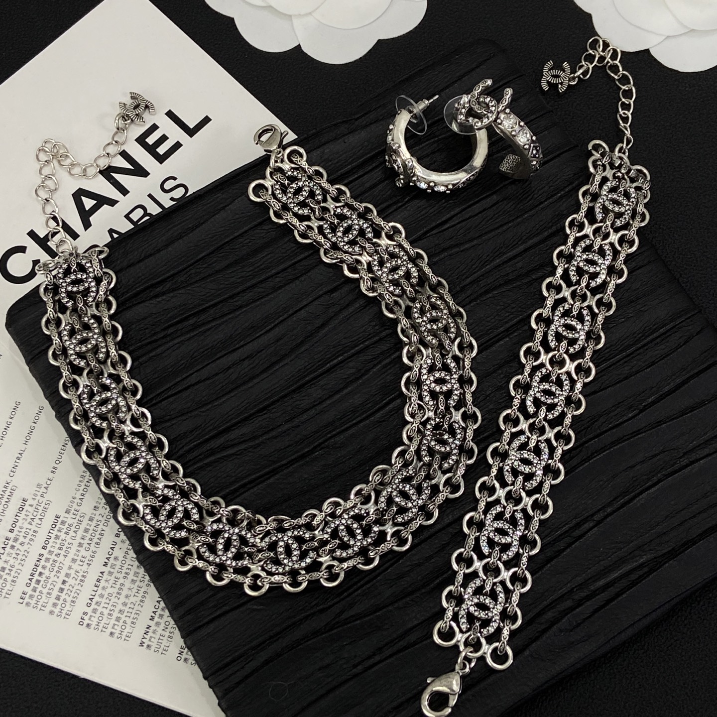 [TOP] CHANEL  Bracelet + Necklace + Earrings - Sliver - 711 Luxury