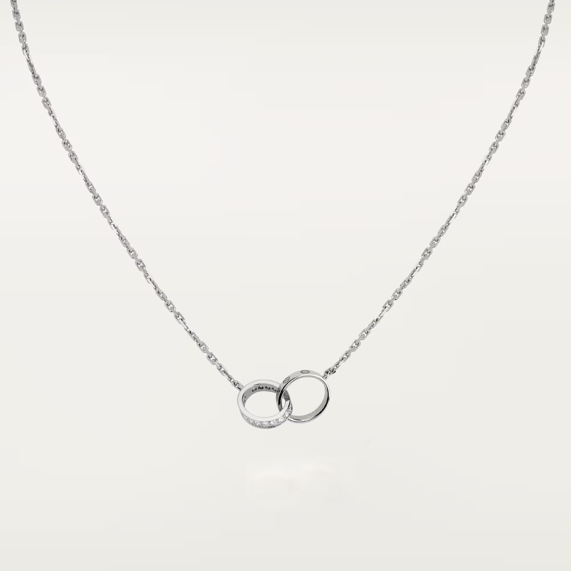 Carty Love Luna Loop Necklace, White Gold, Half-Paved